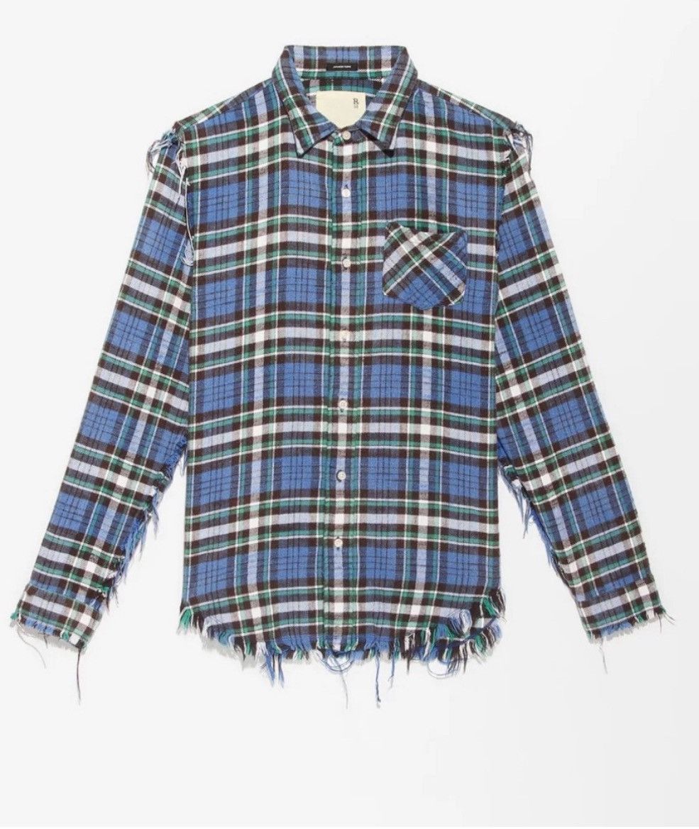 R13 Shredded seam Shirt Blue plaid Small Size US S / EU 44-46 / 1 - 3 Thumbnail