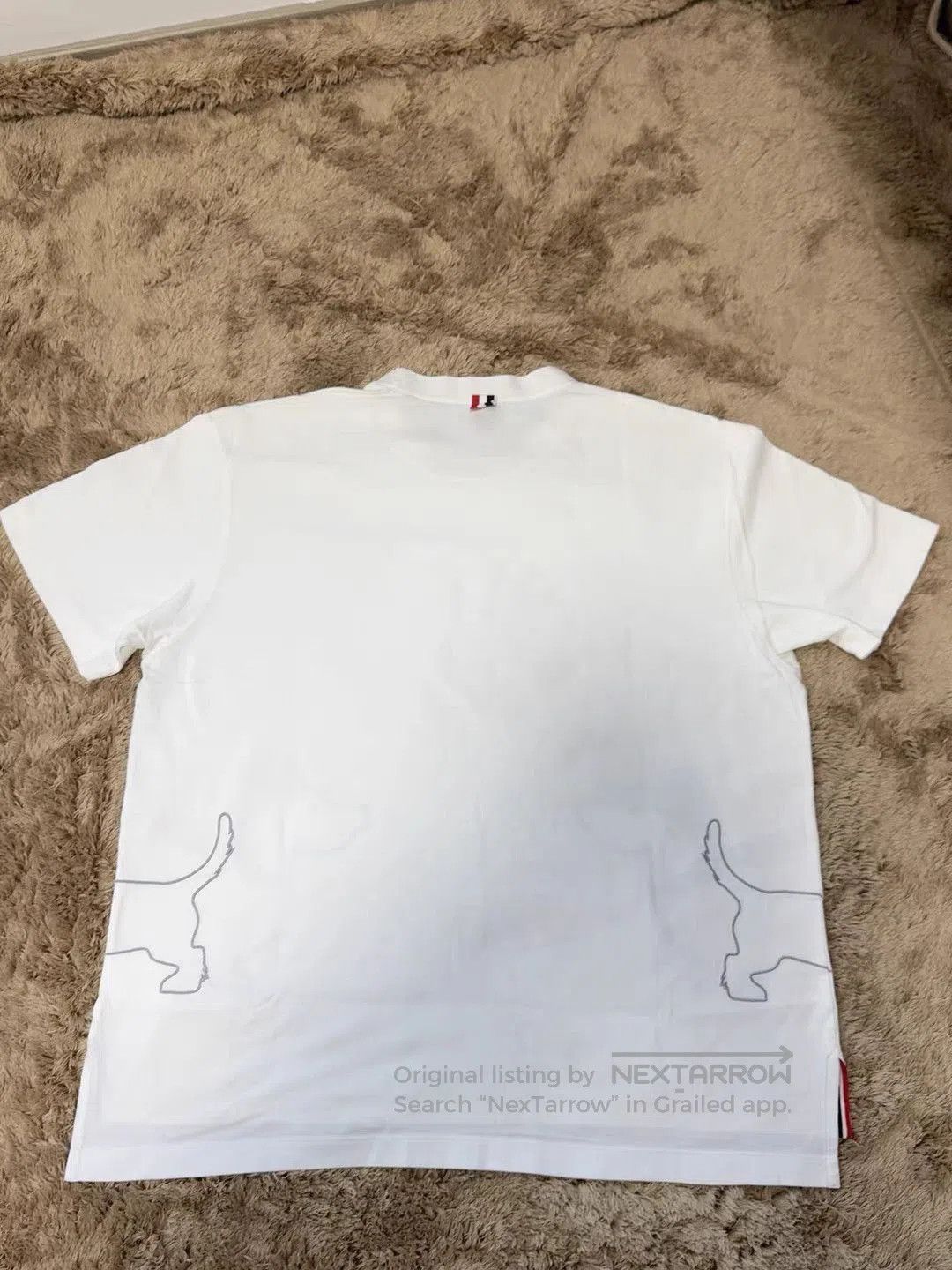 Thom Browne White Short Sleeve T-Shirt with Dog Embroidery. Size US L / EU 52-54 / 3 - 2 Thumbnail