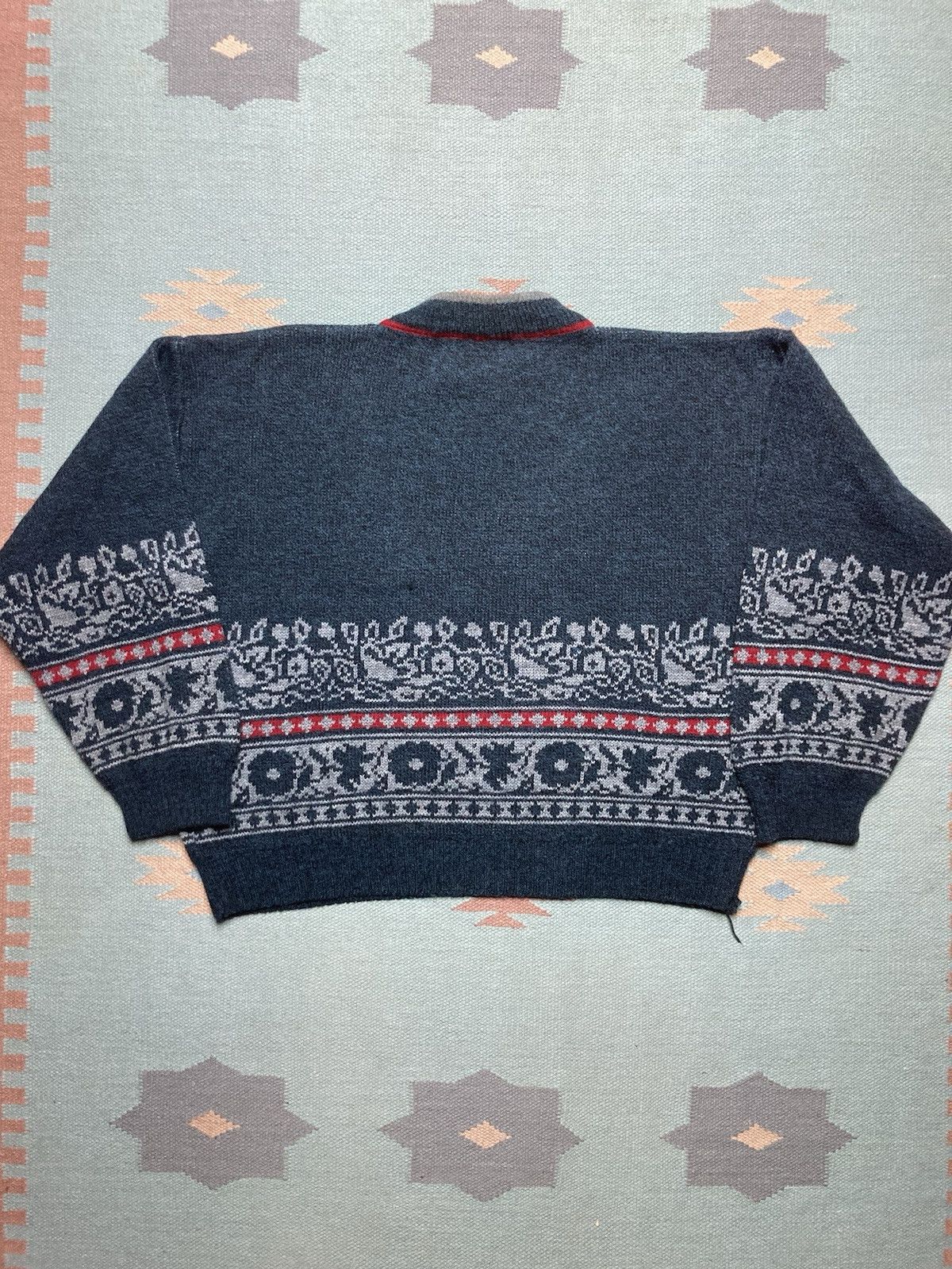 Vintage knit sweater acrylic wool taly fair isle abstract floral L Size US L / EU 52-54 / 3 - 5 Thumbnail
