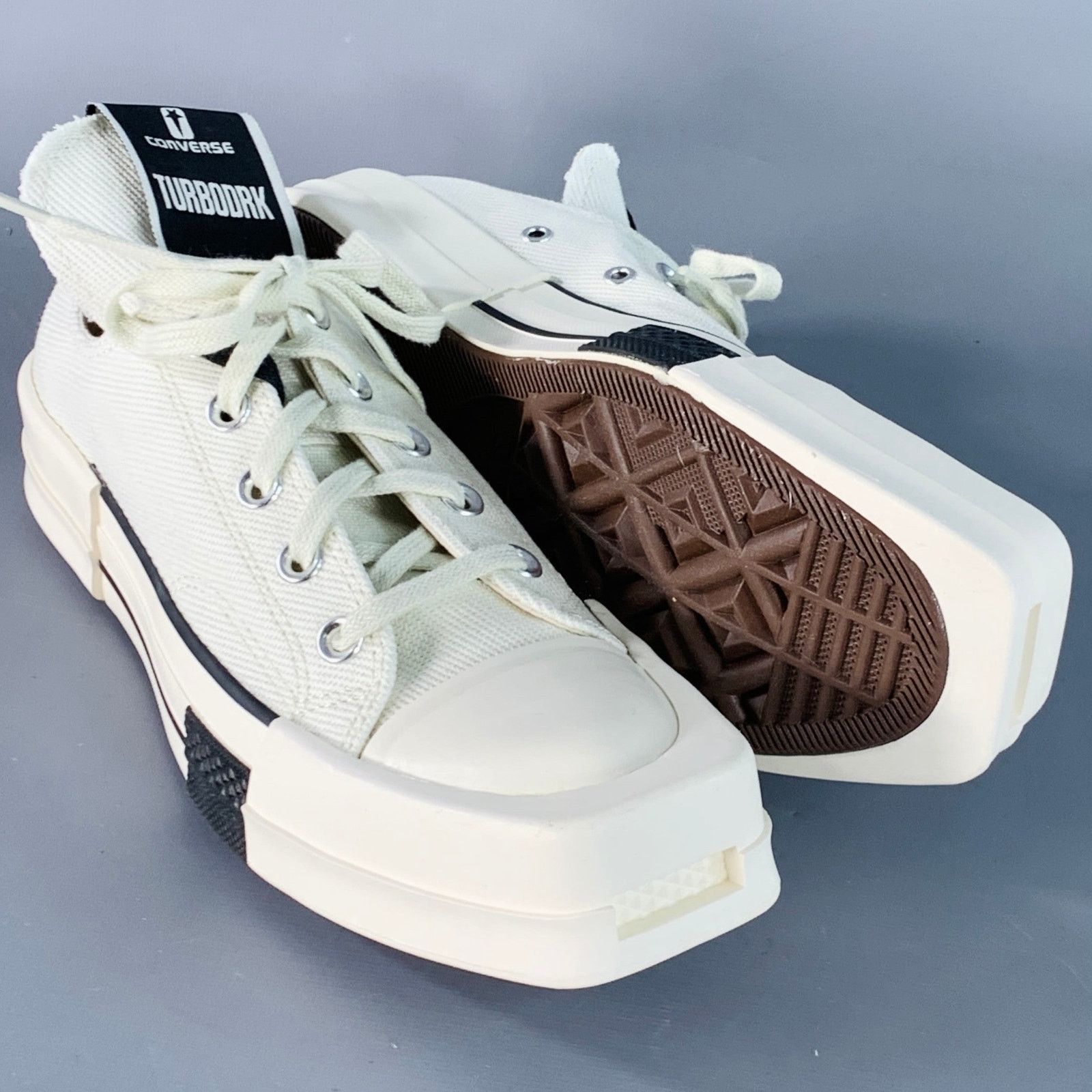 Rick Owens Drkshdw 8 TURBODRK Ivory White Canvas Square Toe Lace-Up Sneakers Size US 8 / IT 38 - 5 Thumbnail