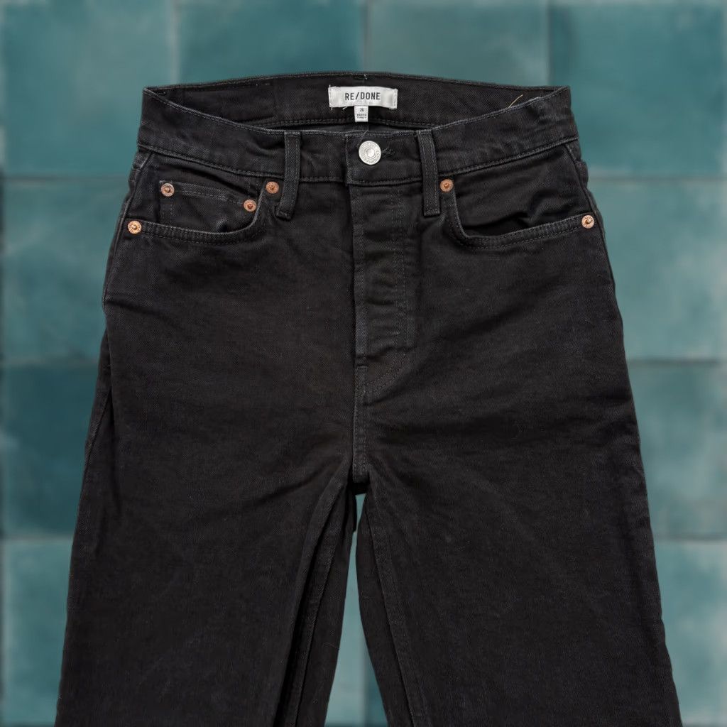 RE/DONE RE/DONE Jeans Womens 26 Black High Rise Button Fly Raw Hem Denim Straight Leg Size 26" / US 2 / IT 38 - 1 Thumbnail