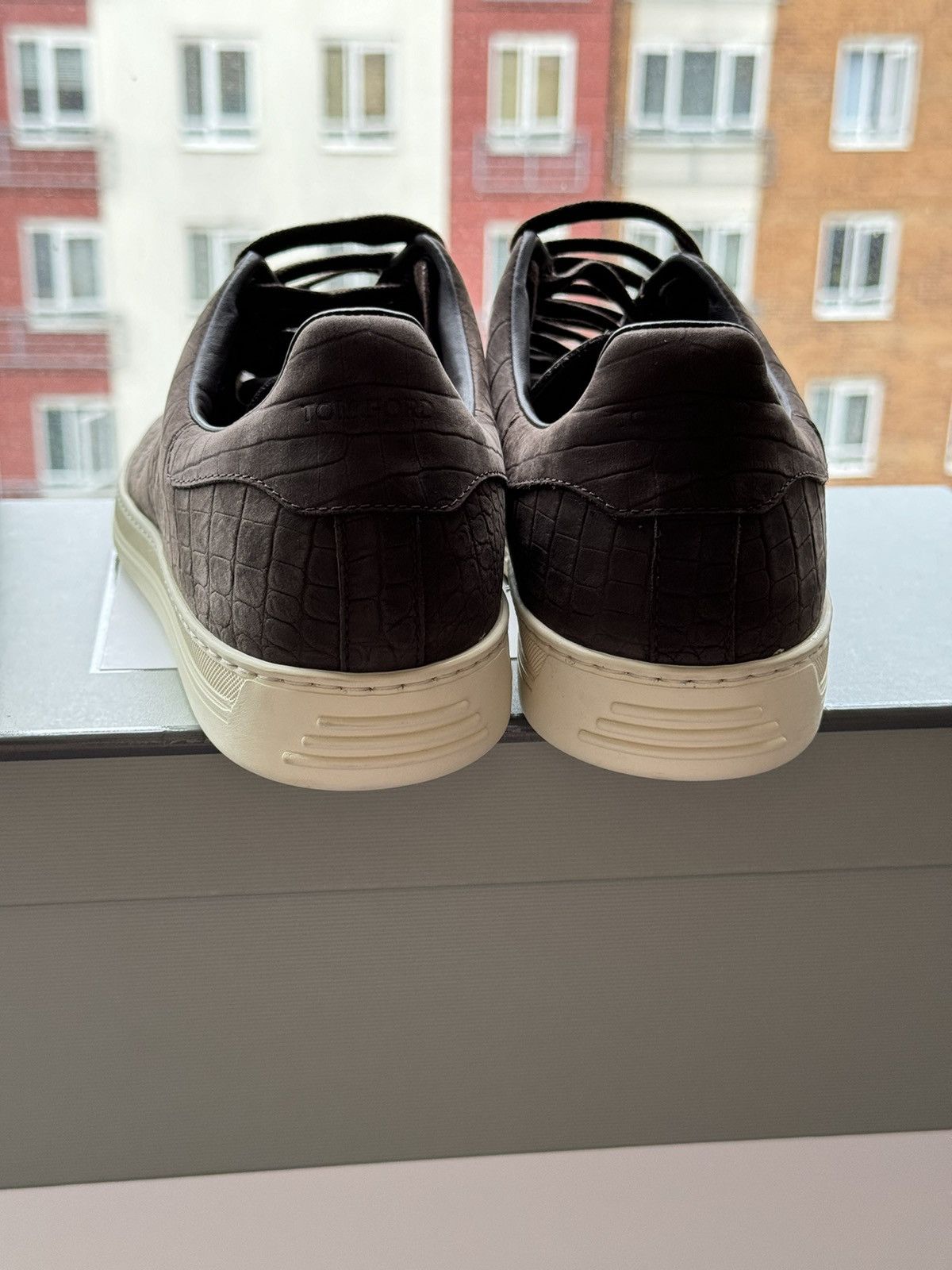 Tom Ford TOM FORD Brown Stamped Croc Nubuck Warwick Sneakers Size US 10 / EU 43 - 5 Thumbnail
