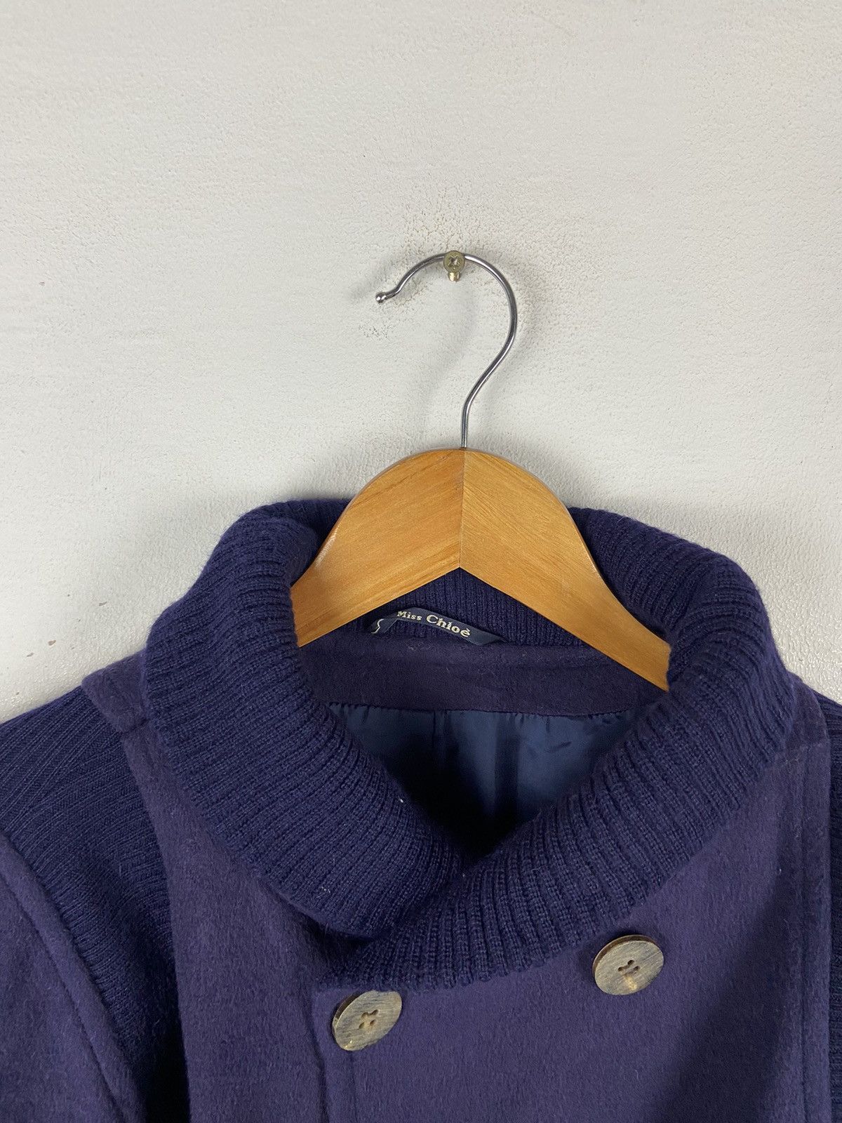 Vintage Miss Chloe Cropped Blue Navy Woolen Jacket