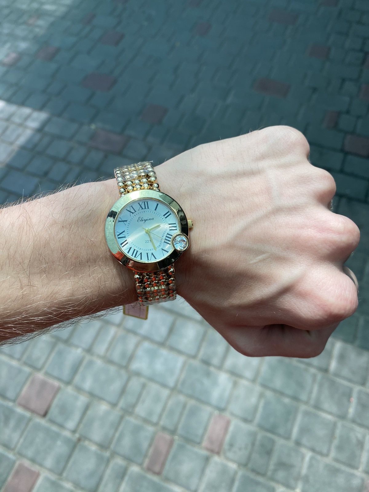 Japanese Brand Luxe Gold Watch - Bejeweled Strap Elegance Size ONE SIZE - 1 Thumbnail