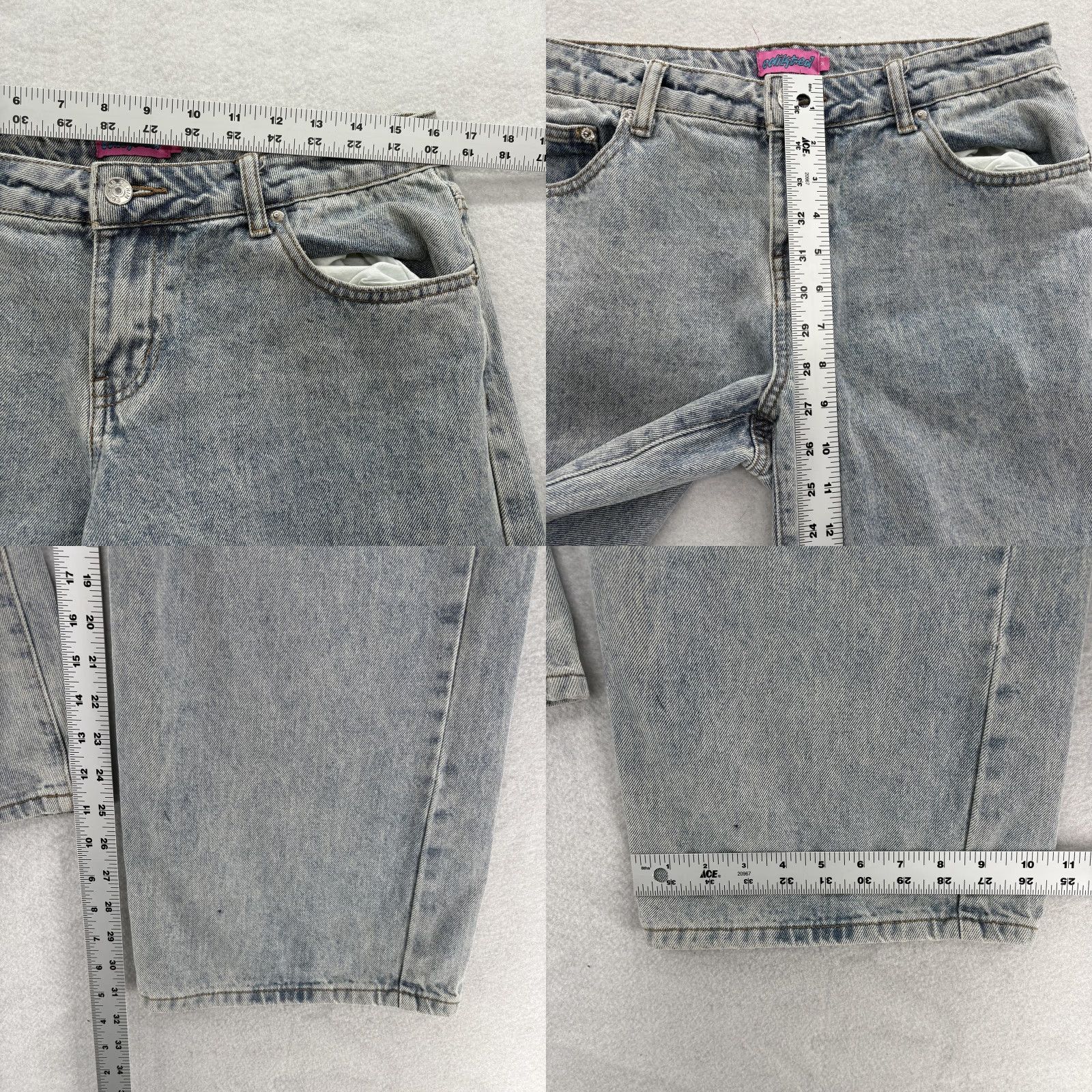 Vintage Edikted Jeans Womens Medium Light Wash Gray High Rise Wide Leg Y2K Skater Jeans Size 32" / US 10 / IT 46 - 8 Thumbnail