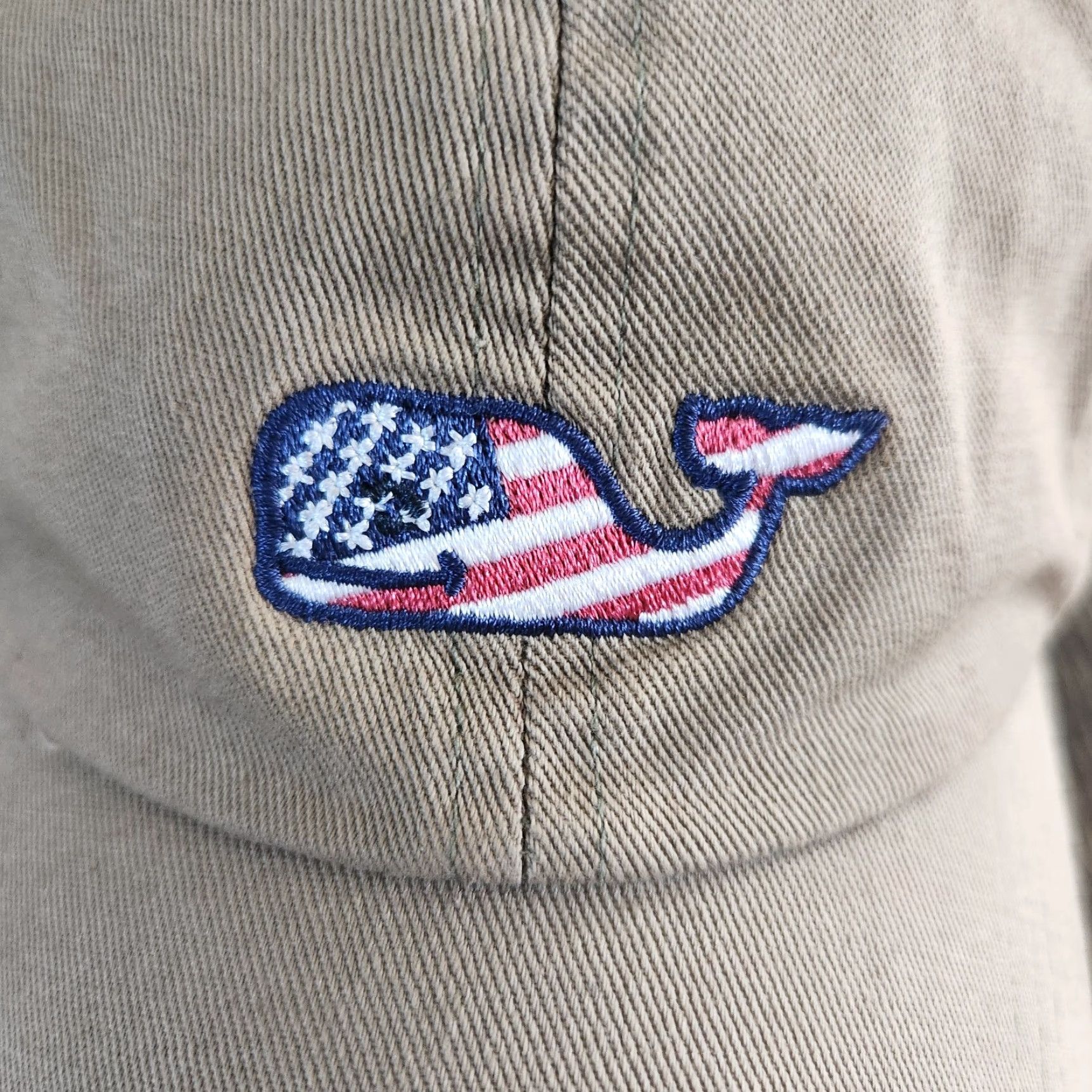 Vineyard Vines Vineyard Vines Cap Hat Baseball Adjustable Unisex Adults Logo Whale USA Tan Blue Red White Canvas Cotton Size ONE SIZE - 2 Thumbnail
