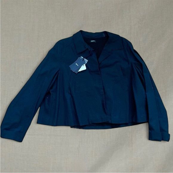 Jil Sander BNWT jil sander cropped oversized button down navy jacket Size L / US 10 / IT 46 - 1 Thumbnail