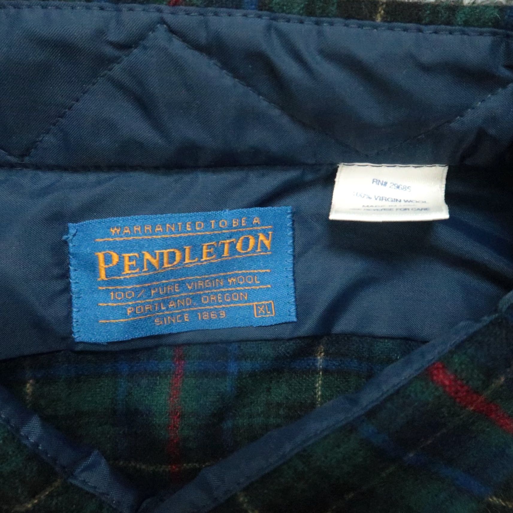 VINTAGE Pendleton Shirt Mens XL Green Blue Tartan Plaid Wool  display picture 1