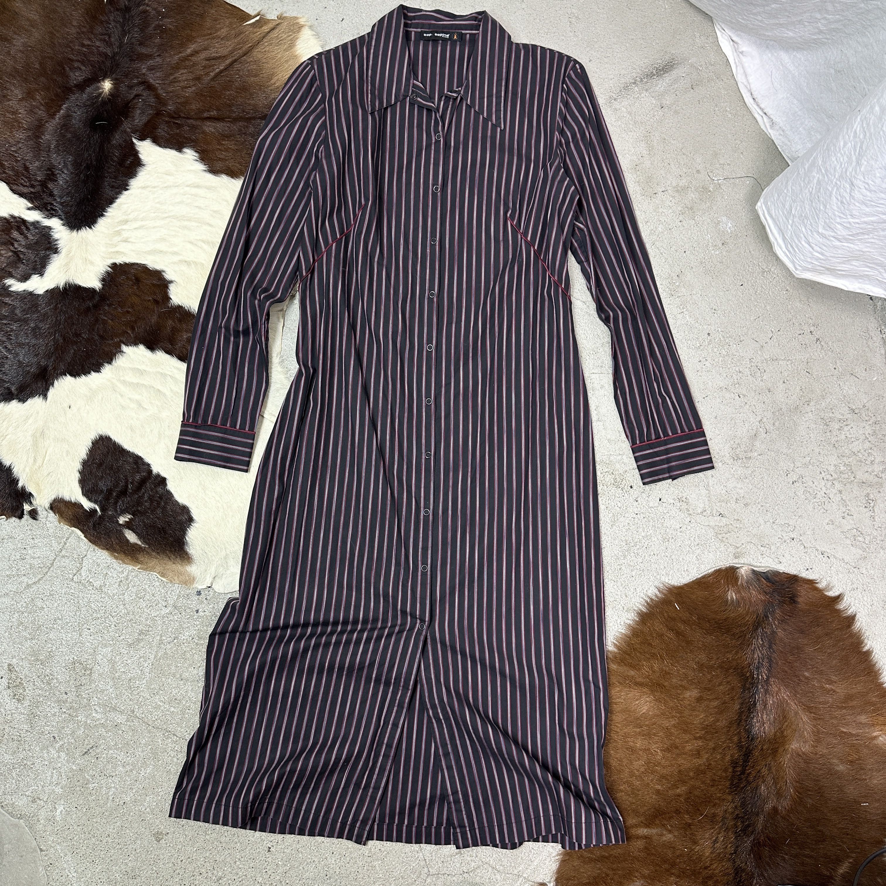 Cop Copine Vintage Striped Cop Copine Ceci N’est Pas A Stripe Dress 00s Size L / US 10 / IT 46 - 4 Thumbnail