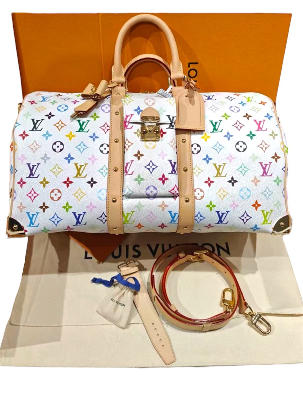 Louis Vuitton × Takashi Murakami Louis Vuitton x Takashi Murakami 50 Keepall White Monogram Size ONE SIZE - 1 Thumbnail