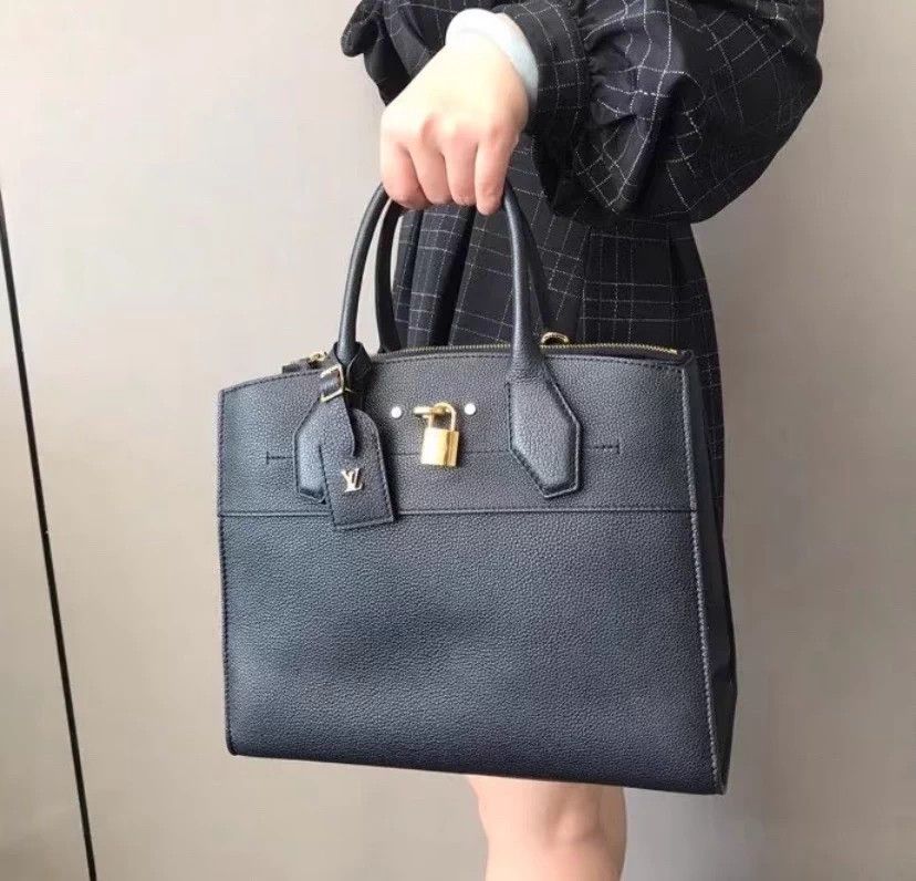 Louis Vuitton LV City Steamer Black Leather Handbag 9/10 0293566 Size ONE SIZE - 4 Thumbnail