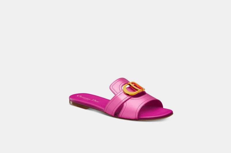 Dior o1w1db10425 KCQ266L 30 Montaigne Slides in Metallic Pink Size US 12 / IT 42 - 2 Thumbnail