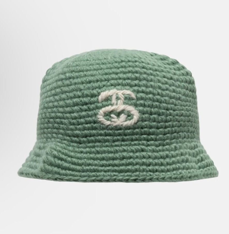 image of Stussy Bucket Hat Ss Link Knit Spruce Green Size Osfa, Men's