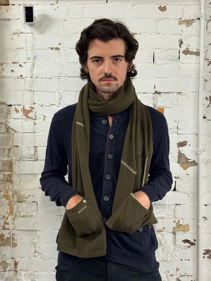 Dolce & Gabbana AW2003 Dolce & Gabbana Green Double Pocket Wool Scarf Size ONE SIZE - 3 Thumbnail