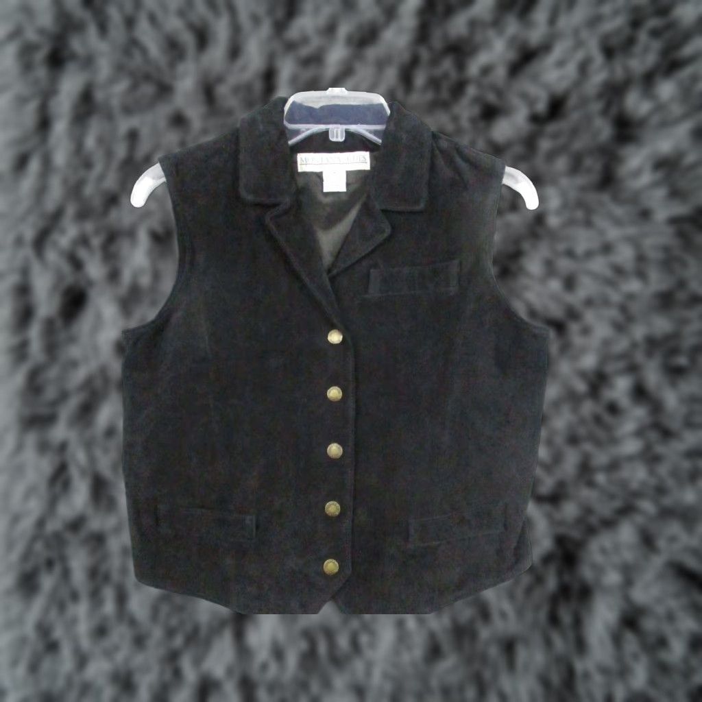 Vintage VINTAGE Montana Blues Vest Womens Medium Black Leather Snap Metal Biker Size M / US 6-8 / IT 42-44 - 1 Thumbnail