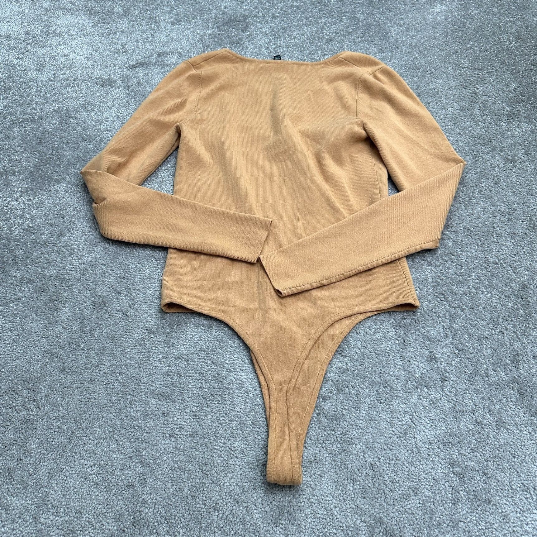AQUA Aqua Scout The City Bodysuit Womens Large Brown Long Sleeve Sweetheart Knit Size L / US 10 / IT 46 - 2 Thumbnail