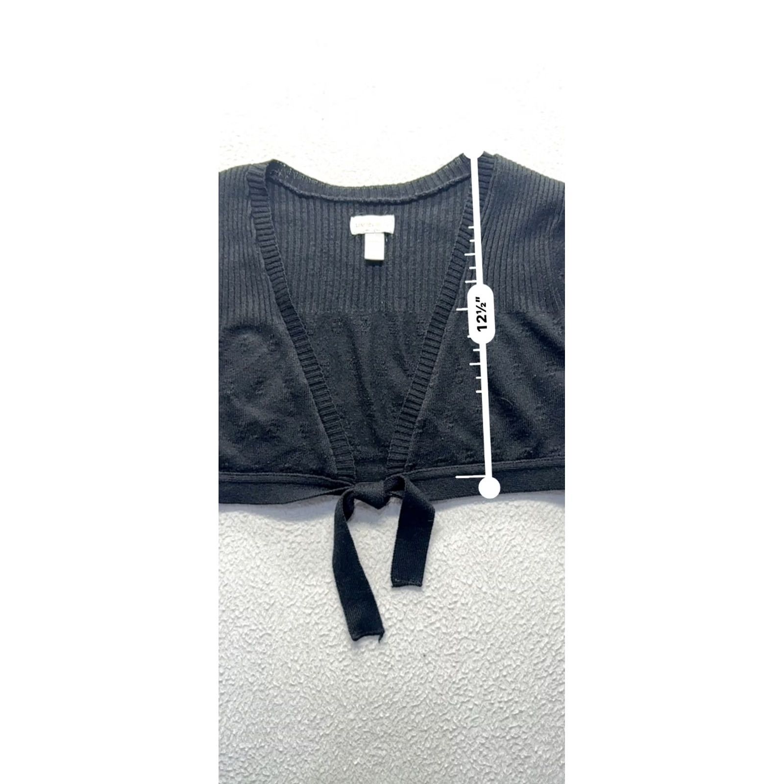 Vintage Limited Too Cardigan Shirt Women L Black Ribbed Tie-Front Cropped Acrylic USA Made 12.5in 17in Size L / US 10 / IT 46 - 5 Thumbnail
