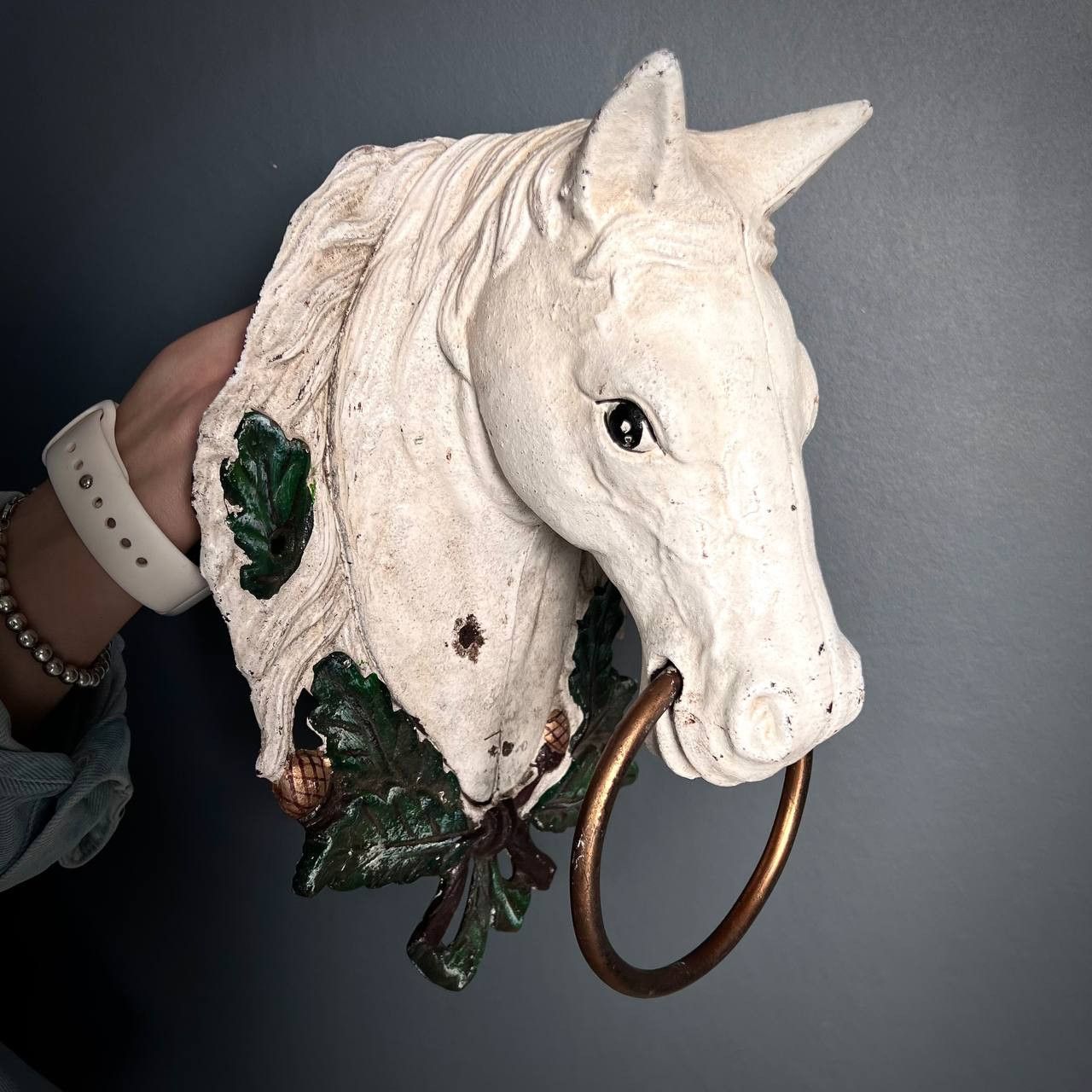Vintage 1970s Vintage Cast Iron Figure Horse Head Wall Decor 3.5kg Size ONE SIZE - 1 Thumbnail