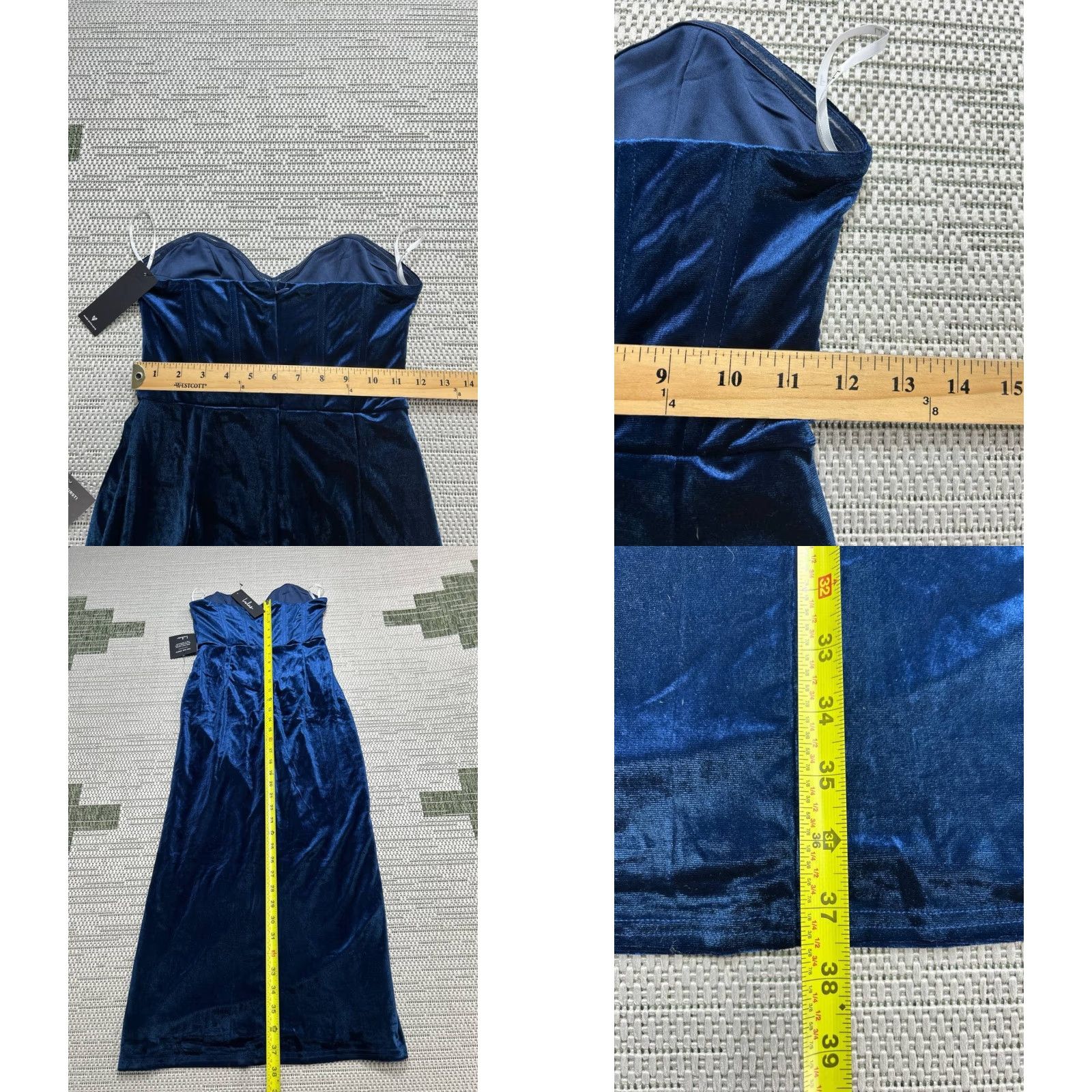 Lulus Lulus Dress Womens Small Blue Velvet Bodycon Dress Size S / US 4 / IT 40 - 8 Thumbnail