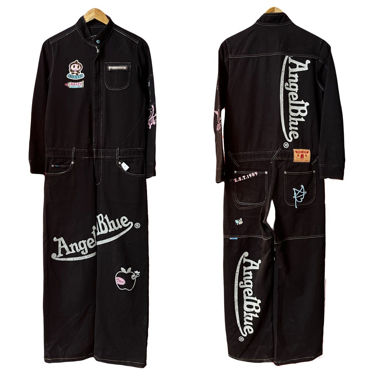 Angel Blue × Japanese Brand Angel Blue Prints & Patches Denim Overalls Size US 33 - 1 Thumbnail