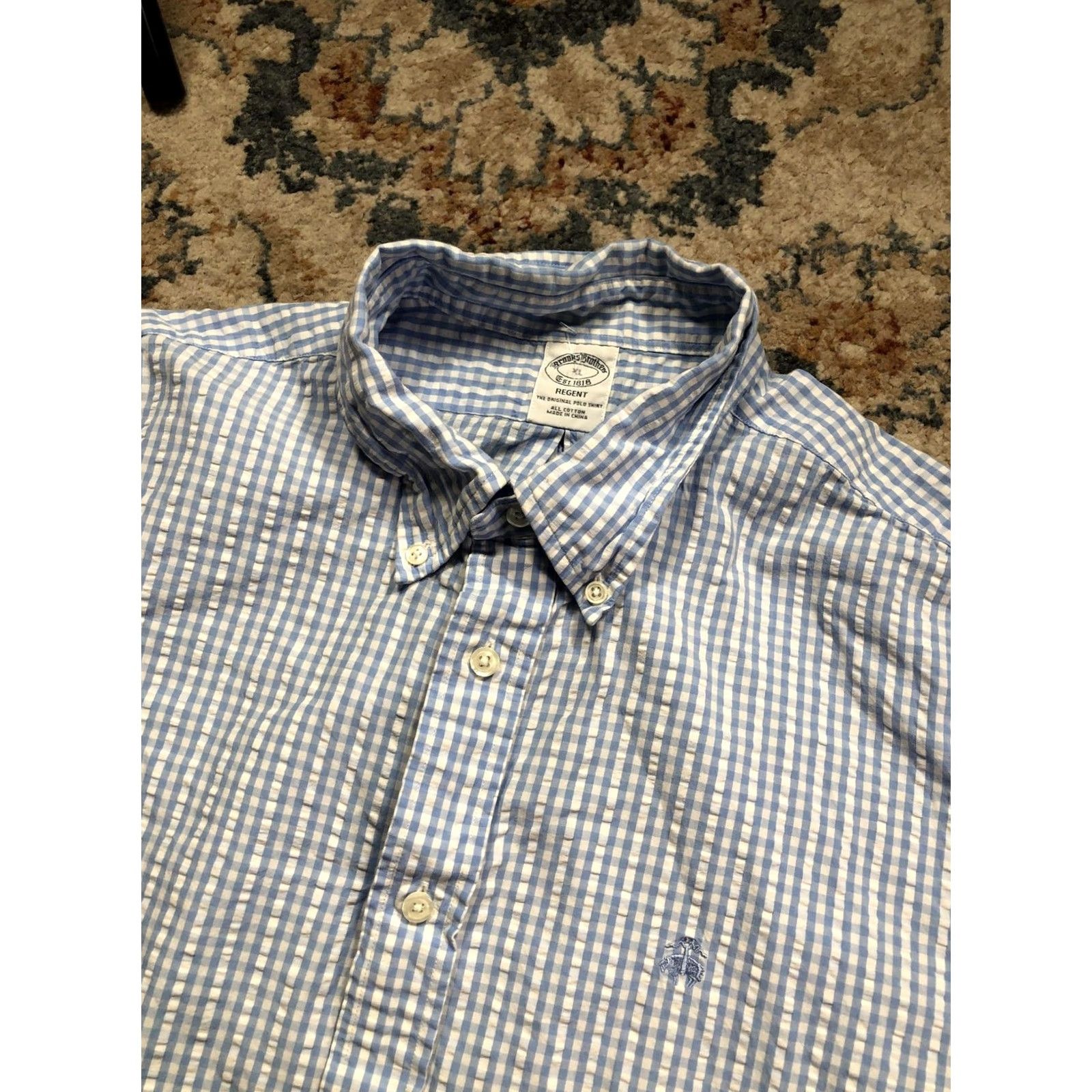 Brooks Brothers Brooks Brothers Shirt Mens Medium Blue Check Regent Long Sleeve Button Down Size US M / EU 48-50 / 2 - 7 Thumbnail