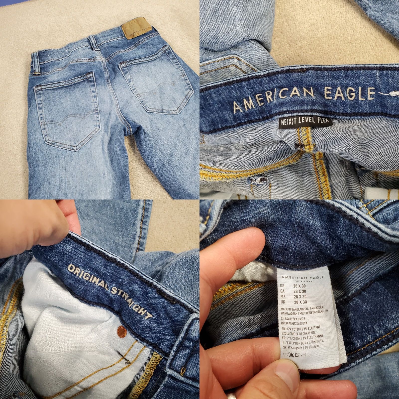 American Eagle Outfitters American Eagle Jeans Mens 28x30 Blue Original Straight Faded Medium Wash Denim Size US 28 / EU 44 - 8 Thumbnail
