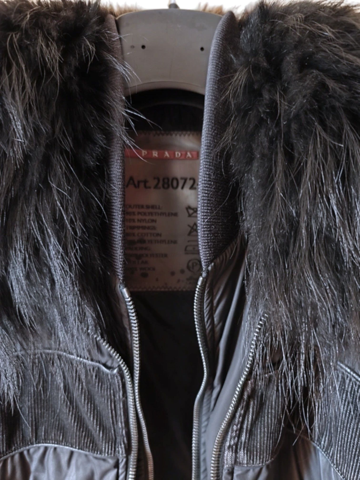 Prada Prada Nylon Jacket w/ Fur Collar, Art. 280724, early 2000s Size S / US 4 / IT 40 - 5 Thumbnail