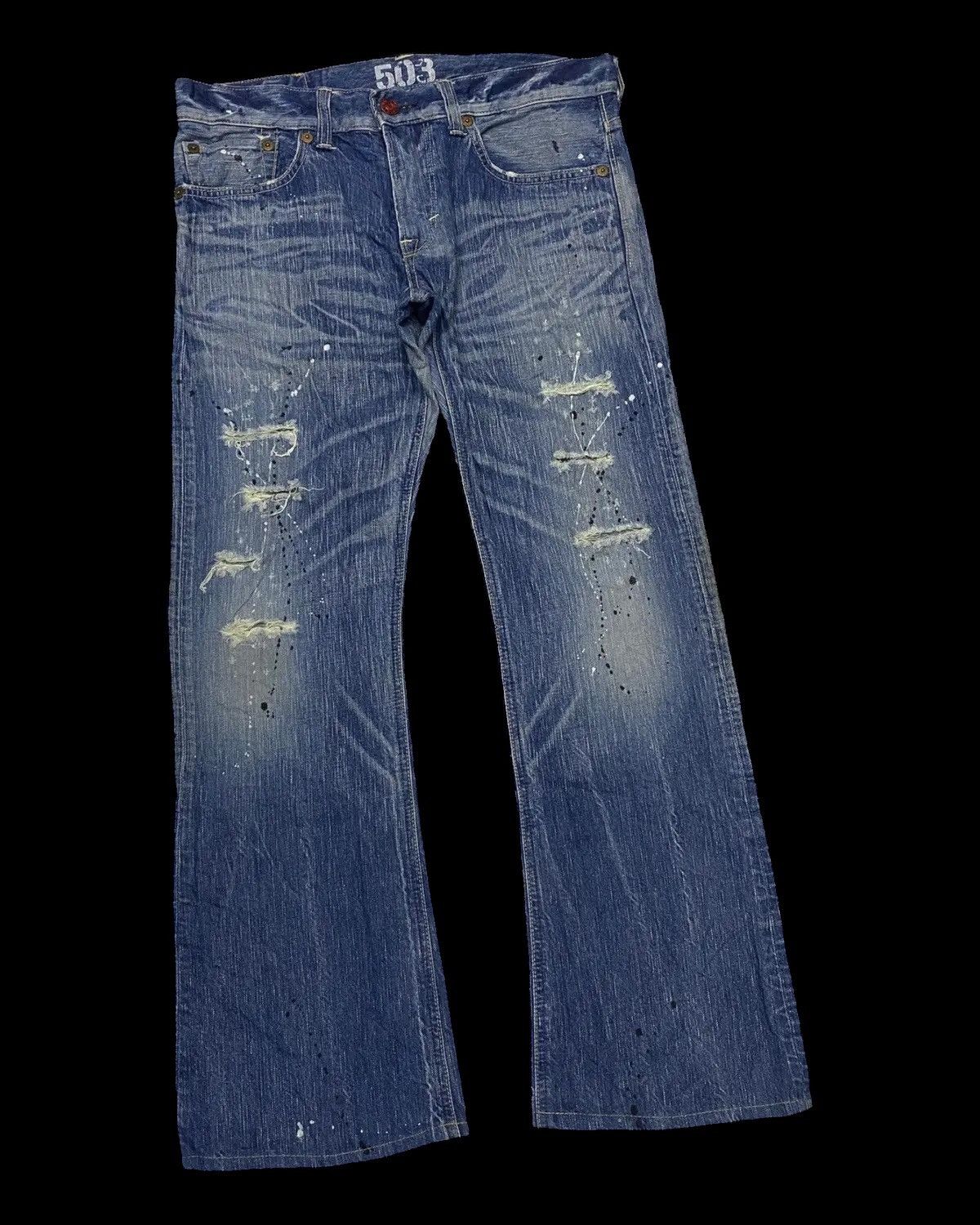Edwin × If Six Was Nine × Japanese Brand Flare Jeans 90s 503 Edwin Painter Patchwork Distressed Denim Size US 36 / EU 52 - 5 Thumbnail