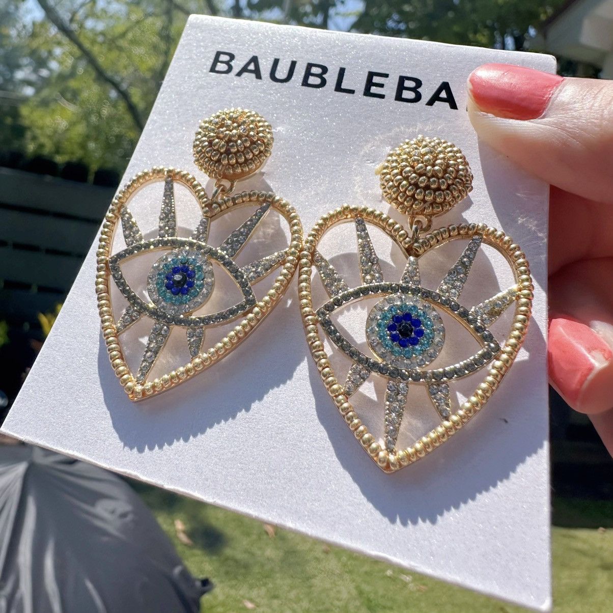 Designer Baublebar golden beads crystal diamond paved evil eye dro Size ONE SIZE - 2 Thumbnail