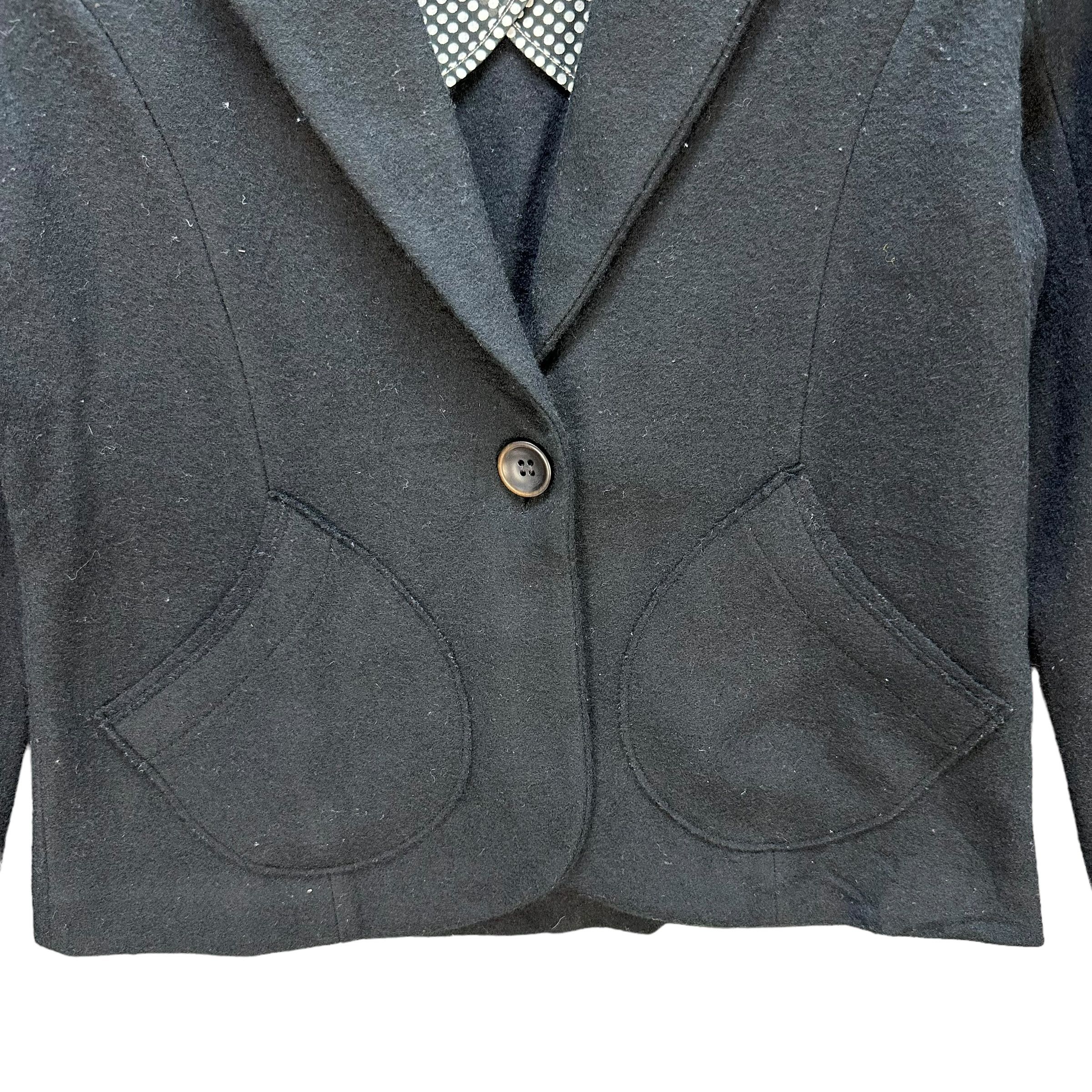 Japanese Brand ELODIE NELSON Single Button Wool Crop Jacket #A47-1095 Size S / US 4 / IT 40 - 3 Thumbnail