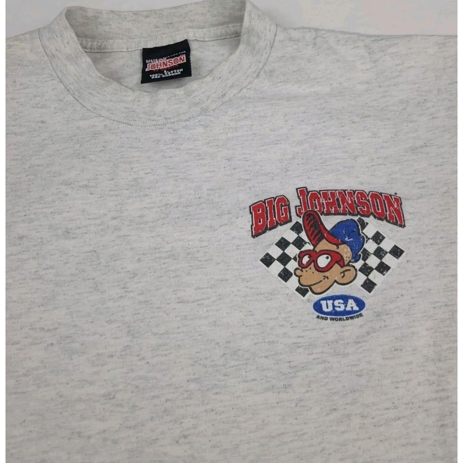 Big John VINTAGE Big Johnson USA Graphic Print T Shirt Mens M Gray Short Sleeve Crew Neck 90s Racing Print Size US M / EU 48-50 / 2 - 3 Thumbnail