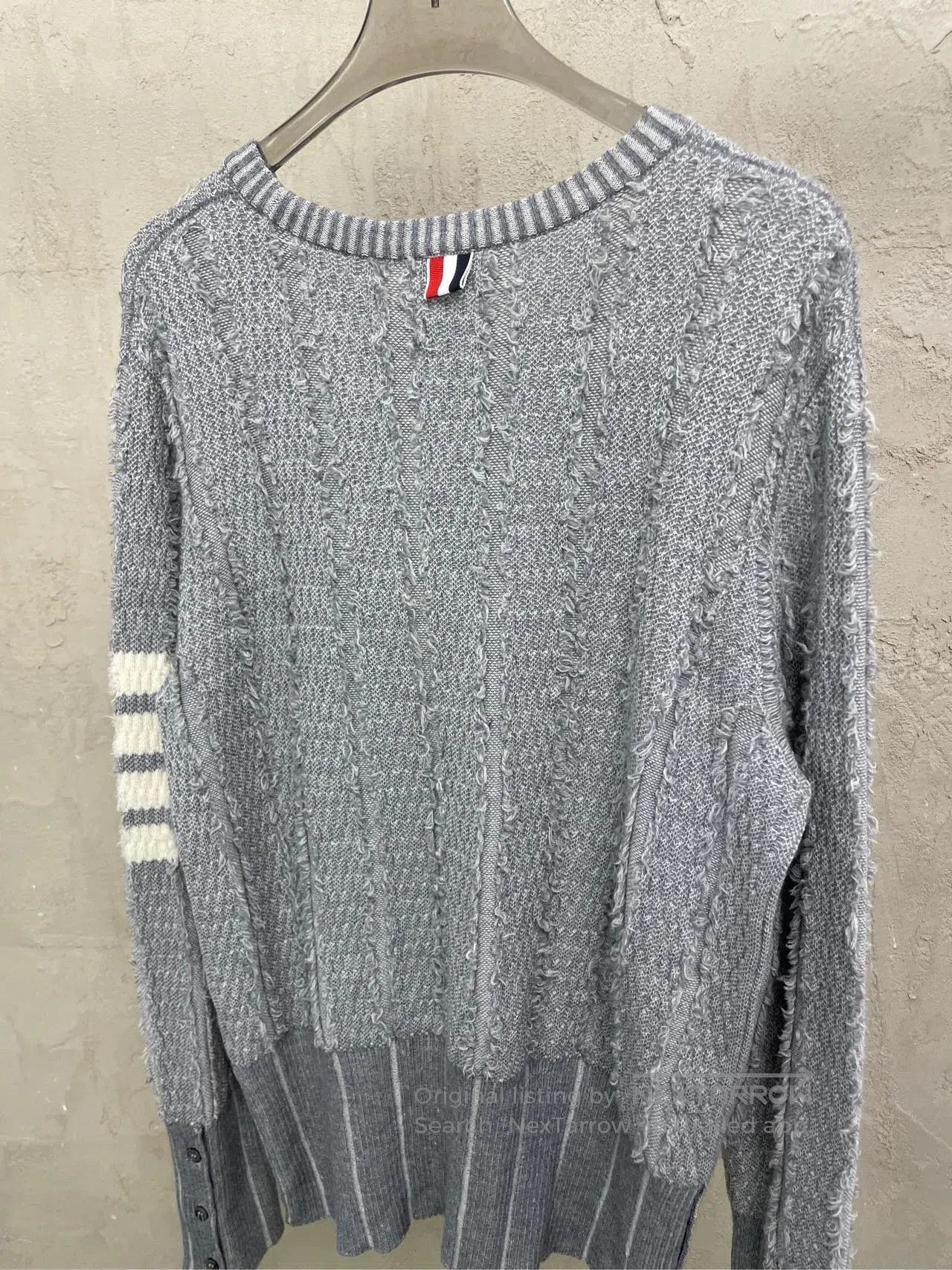 Thom Browne Thom Browne Gray Stripe Fringe Wool Sweater. Size US M / EU 48-50 / 2 - 6 Thumbnail