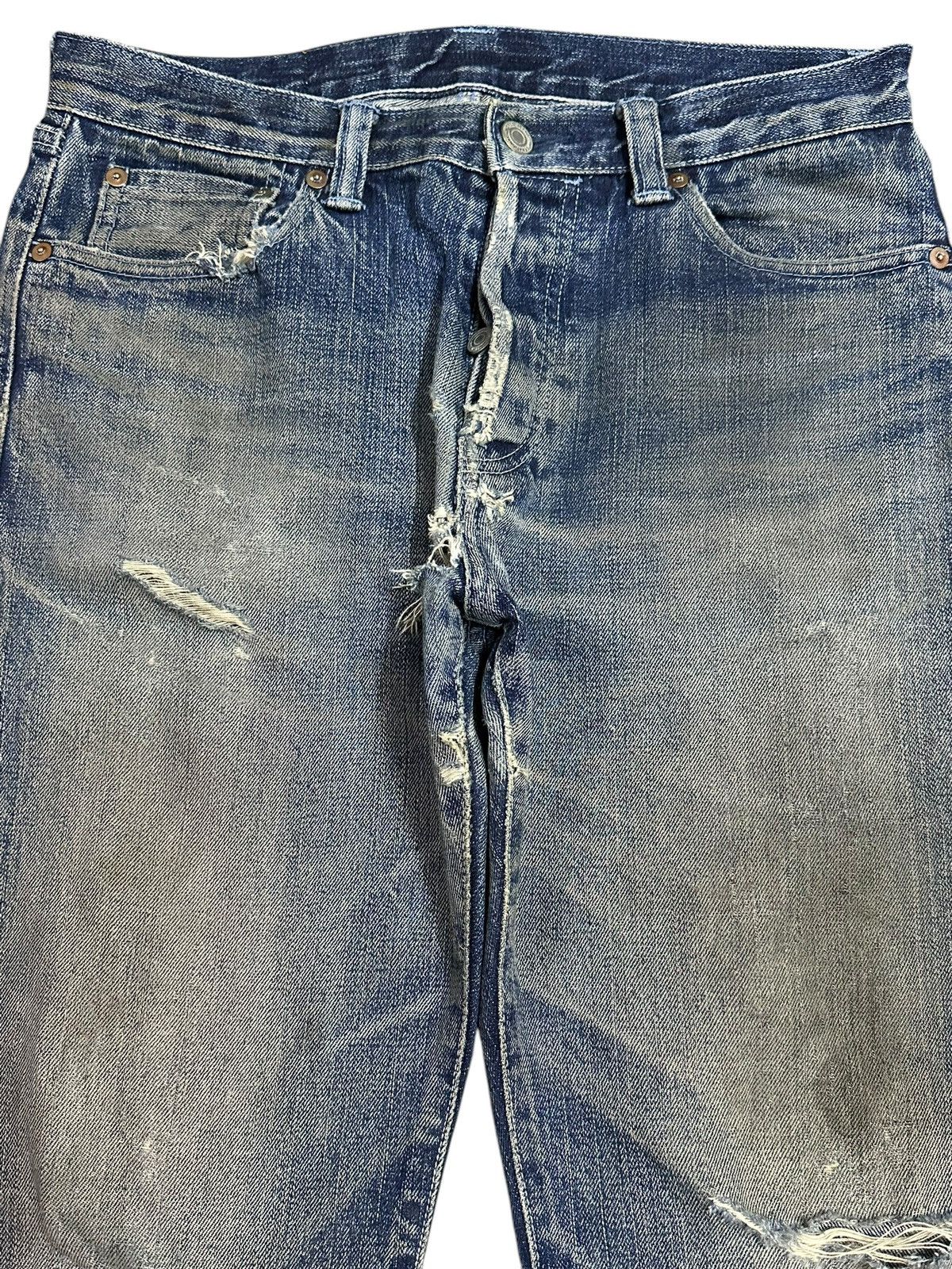 14th Addiction Vintage Japanese Brand Selvedge Mud Wash Distressed Jeans Size US 31 - 4 Thumbnail