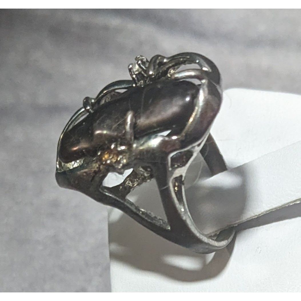 Other Vintage Purple Encased Silver Tone Cage Ring With Clear Gem Size ONE SIZE - 2 Thumbnail