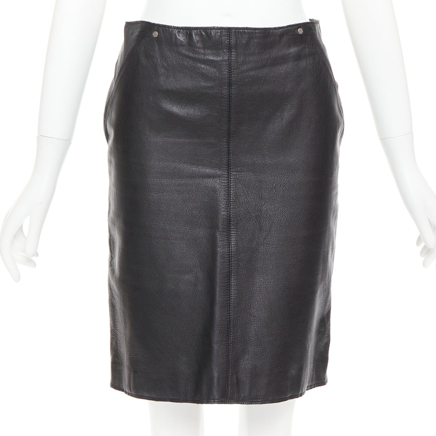 Versace VERSACE SPORT Vintage black leather medusa print pencil skirt IT40 S Size 27" / US 4 / IT 40 - 1 Thumbnail