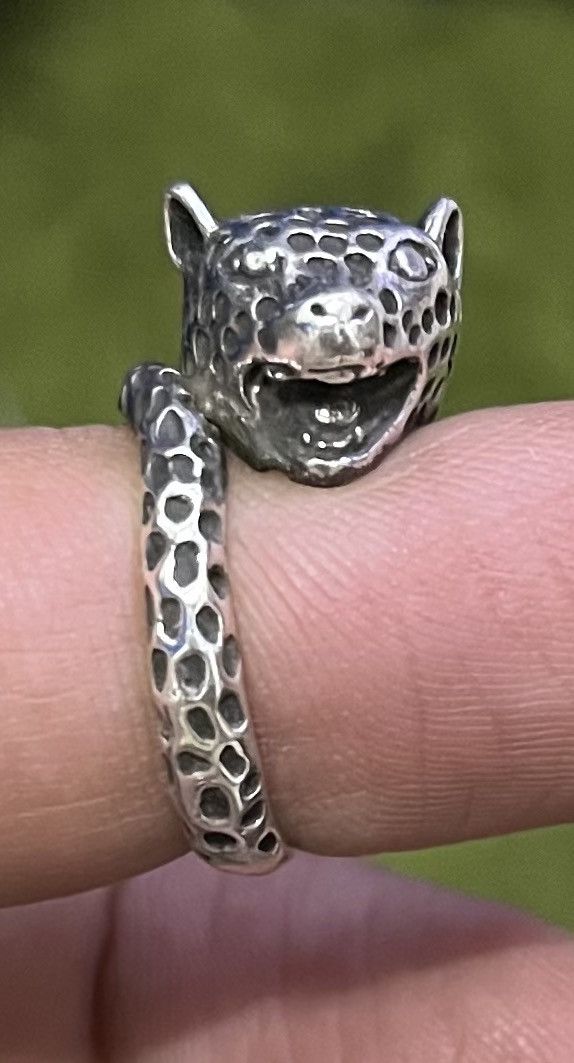 Jewelry × Vintage Rare Vintage Leopard Silver Ring Size ONE SIZE - 4 Thumbnail
