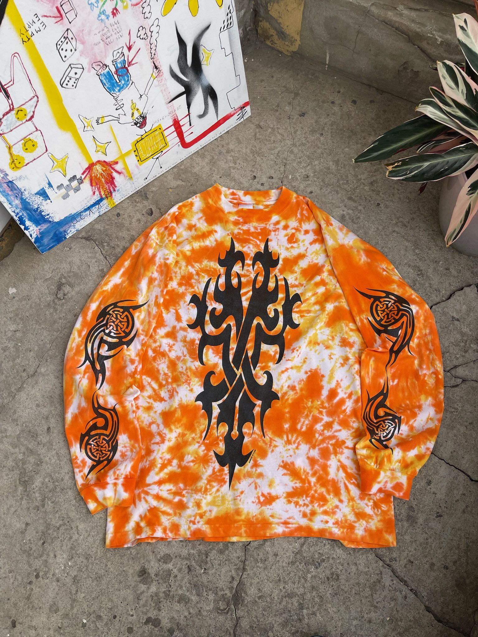 Tribal Streetwear Rare Vintage 00s Tribal Long Sleeve Tattoo Rave Rock Metal Size US XL / EU 56 / 4 - 4 Thumbnail