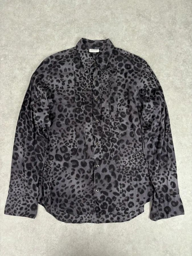Dries Van Noten Dries Van Noten Grey & Black Leopard Print Shirt Size US S / EU 44-46 / 1 - 1 Thumbnail