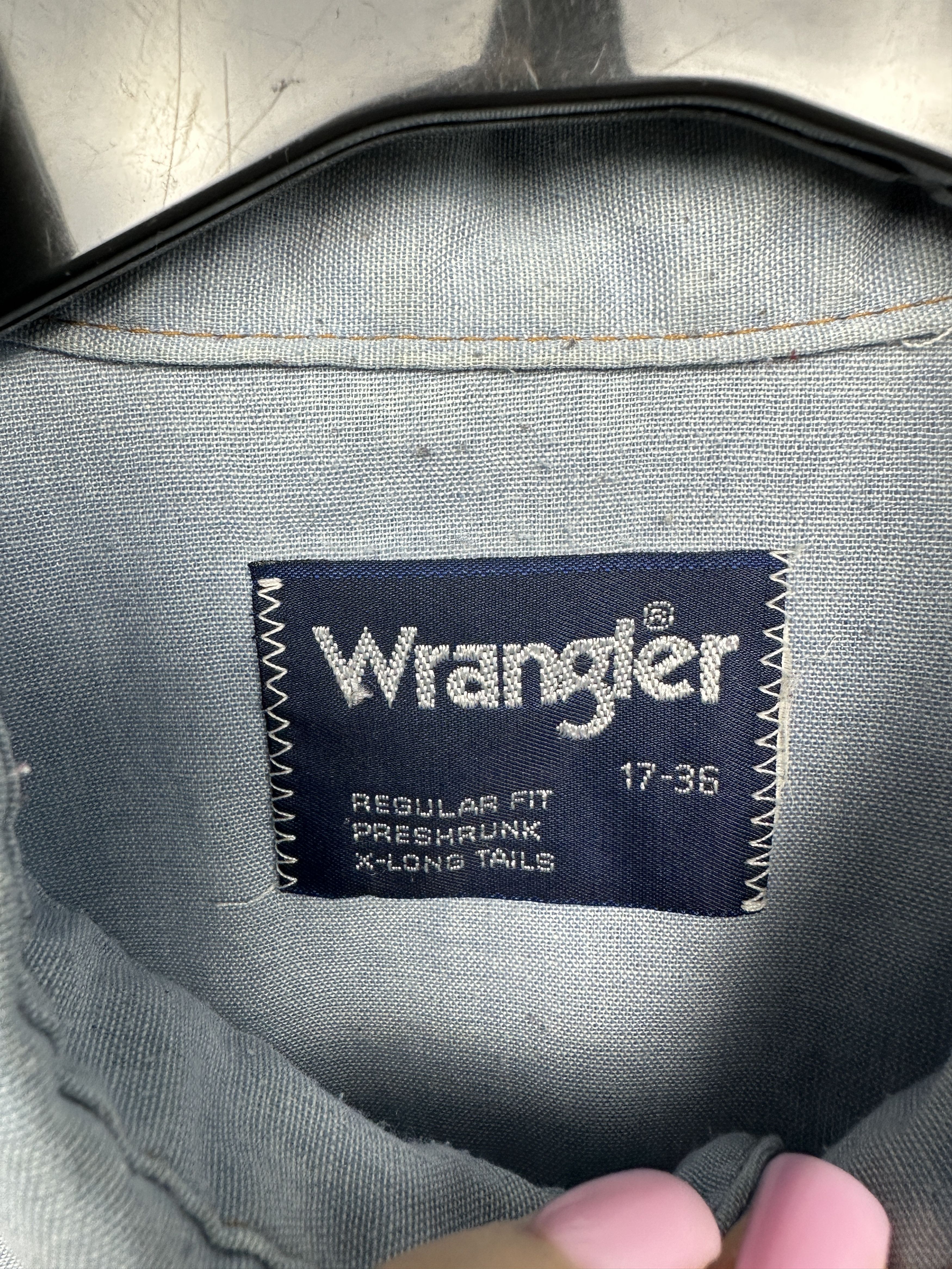 Vintage × Wrangler Wrangler Vintage Mens Long Sleeve Thin Denim Shirt Size US XL / EU 56 / 4 - 4 Thumbnail