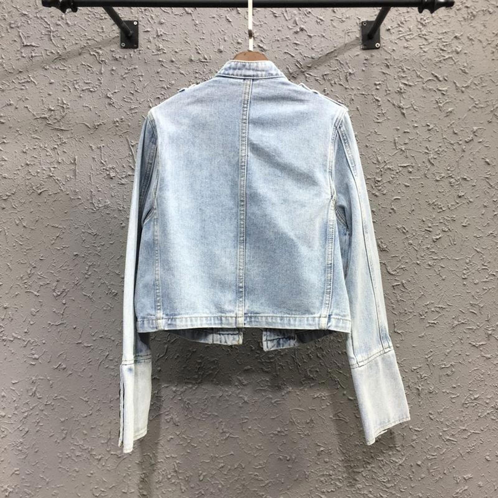 Other Black Military Style Denim Jacket, Fitted Jean Jacket Size US XL / EU 56 / 4 - 7 Thumbnail
