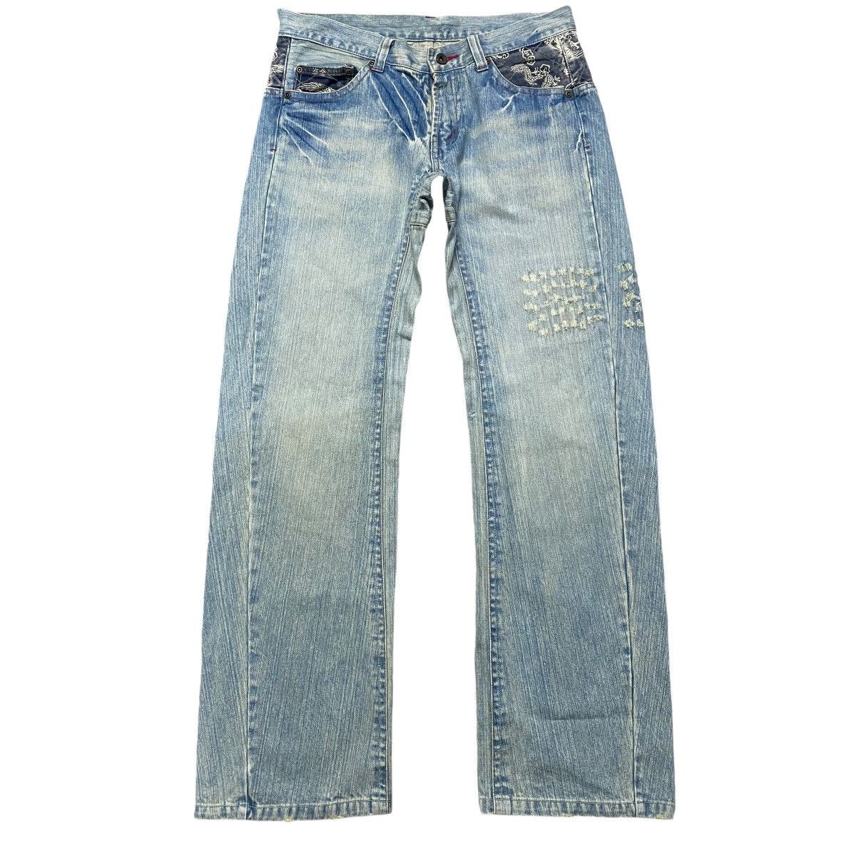 Vintage Ezaki Shoji Denim Dragon Jeans Size US 33 - 2 Thumbnail