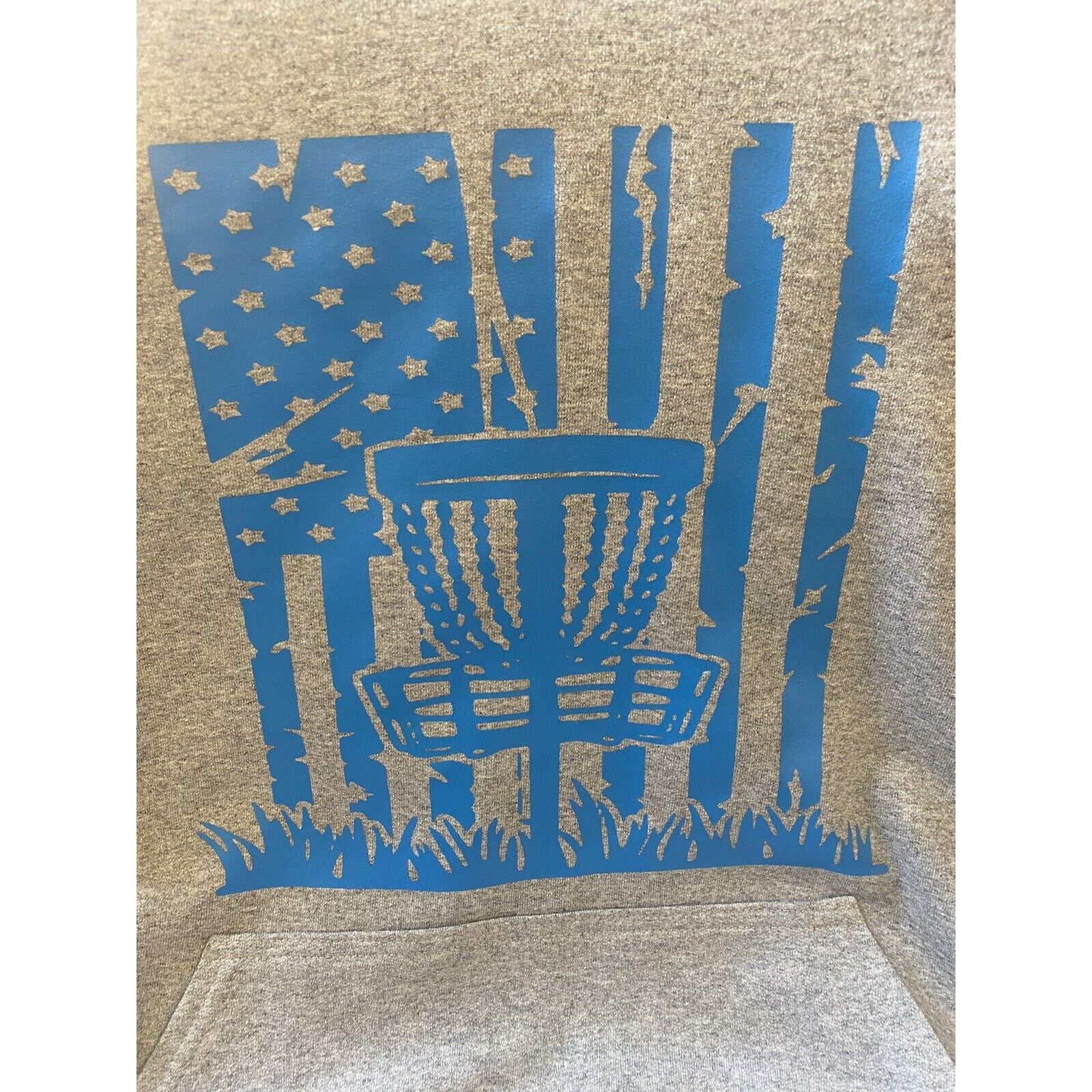 Gildan Disc Golf Patriotic AMERICAN FLAG Basket BLUE XL Hoodie Grey Size US XL / EU 56 / 4 - 3 Thumbnail