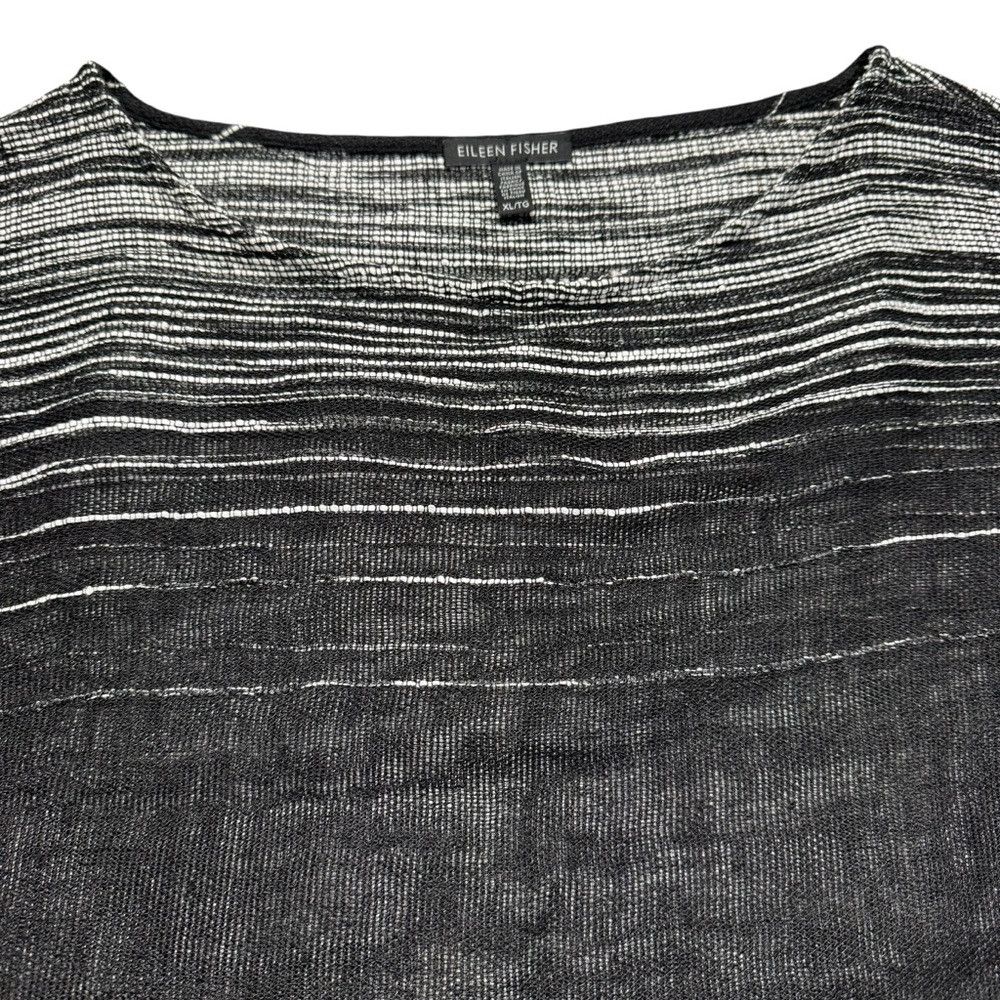 Eileen Fisher Eileen Fisher Black Illusion Mesh Bateau Neck Linen Blend T Size XL / US 12-14 / IT 48-50 - 6 Thumbnail