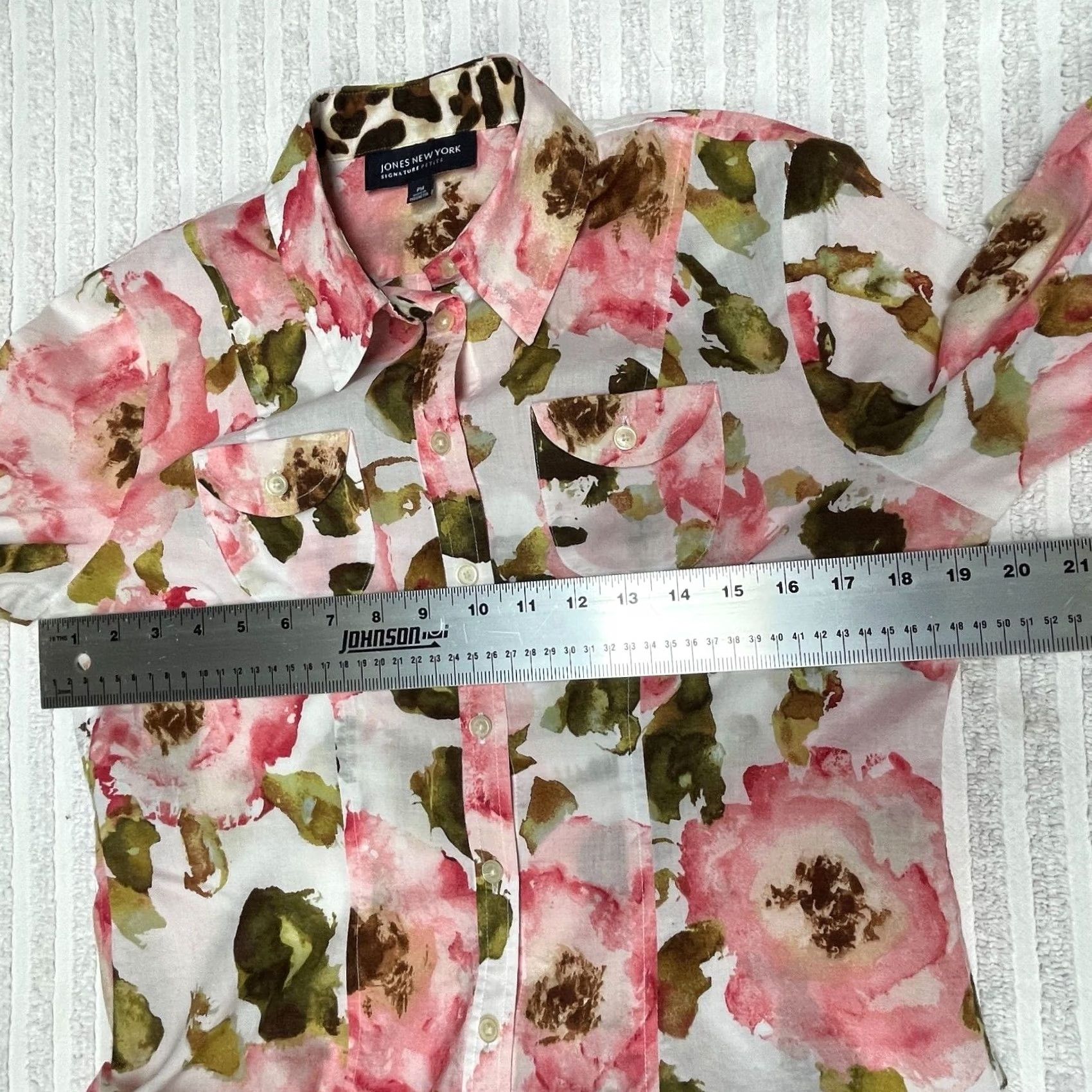 Jones New York Jones New York Signature Shirt Petite Womens Multicolor Floral Long Sleeve PM Size M / US 6-8 / IT 42-44 - 7 Thumbnail