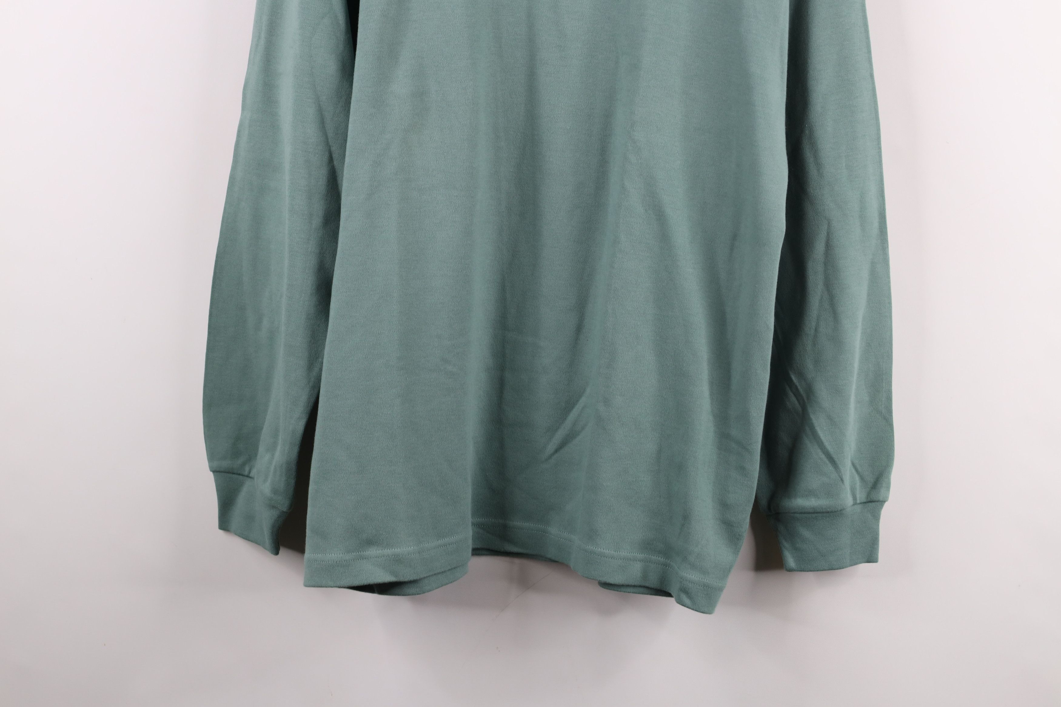 Vintage × Woolrich Woolen Mills Vintage 90s Woolrich Blank Mock Neck T-Shirt Green Cotton Size M / US 6-8 / IT 42-44 - 3 Thumbnail