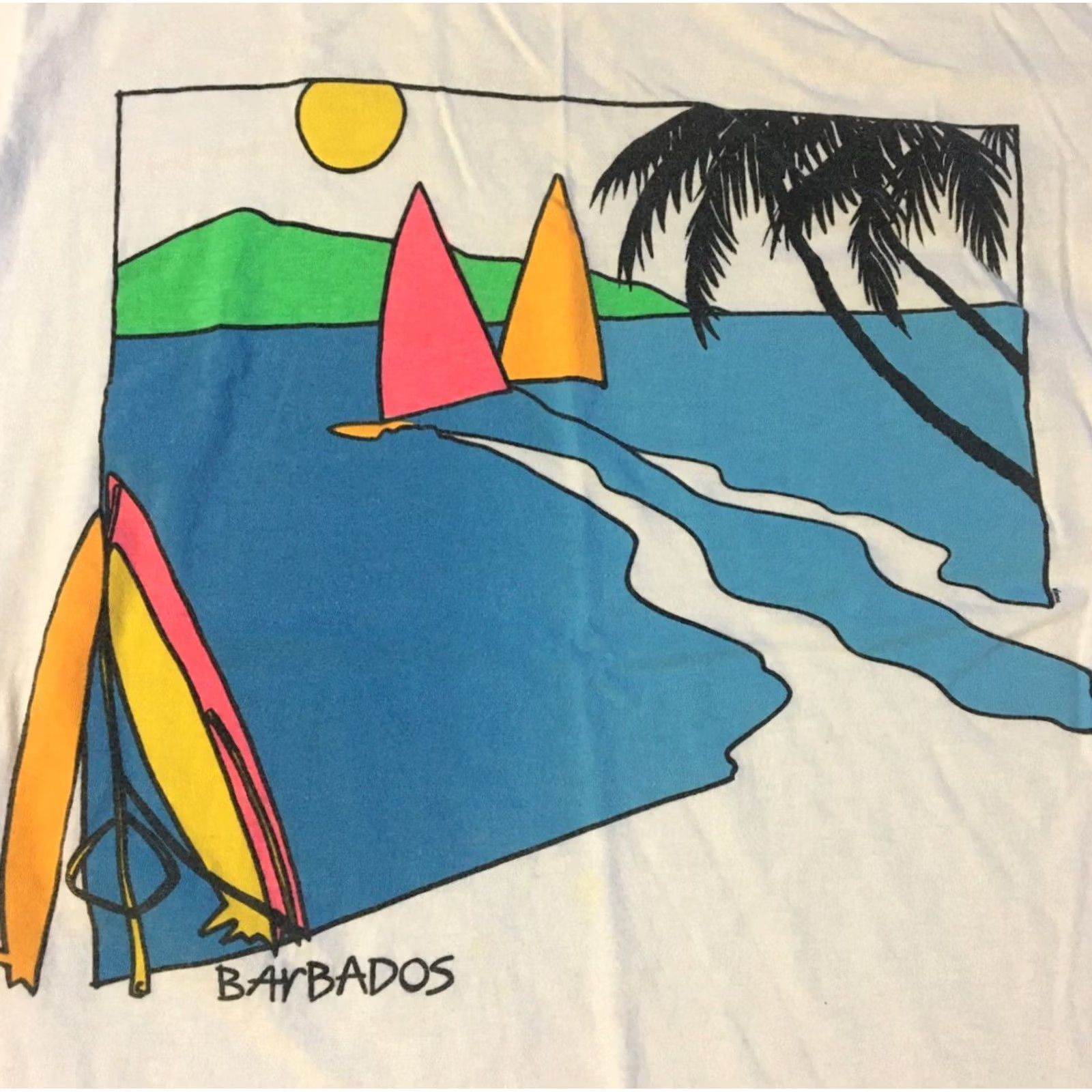 Vintage VINTAGE Barbados Surf Shirt S White Graphic Tee Mens 80s 90s Tropical Beach Vaporwave Billabong Quiksilver Surfing Ocean Sunset Size US S / EU 44-46 / 1 - 2 Thumbnail