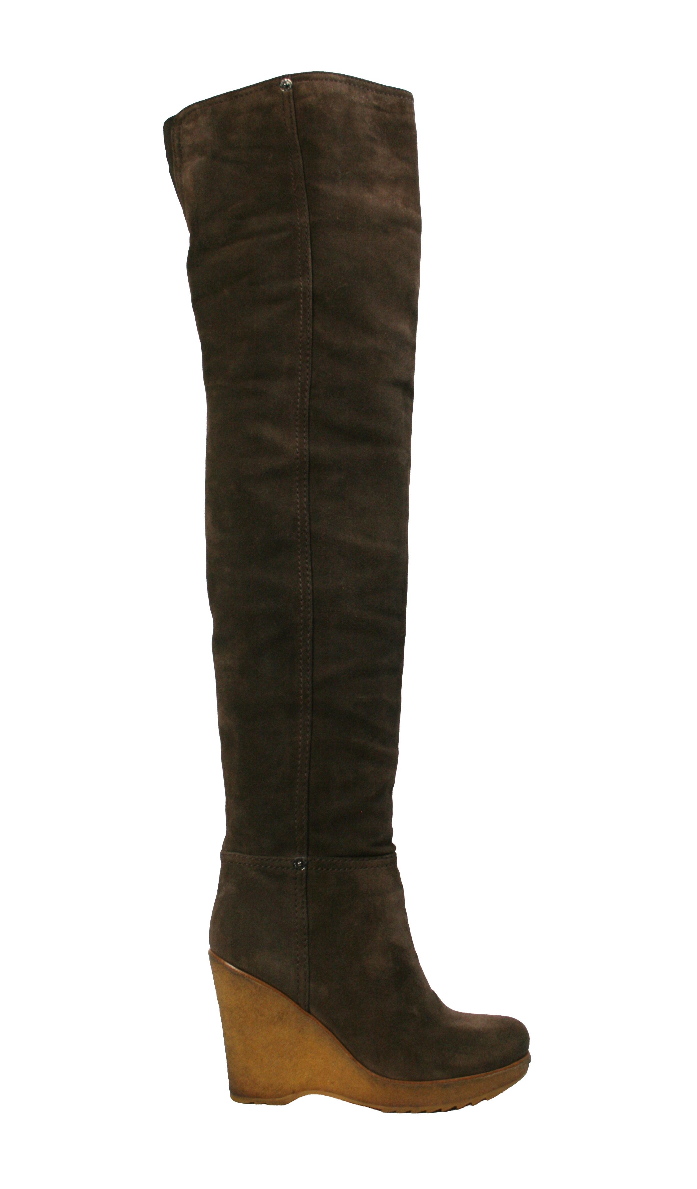 Prada 2014 Wedge Suede Overknees Boots Size US 8 / IT 38 - 2 Thumbnail