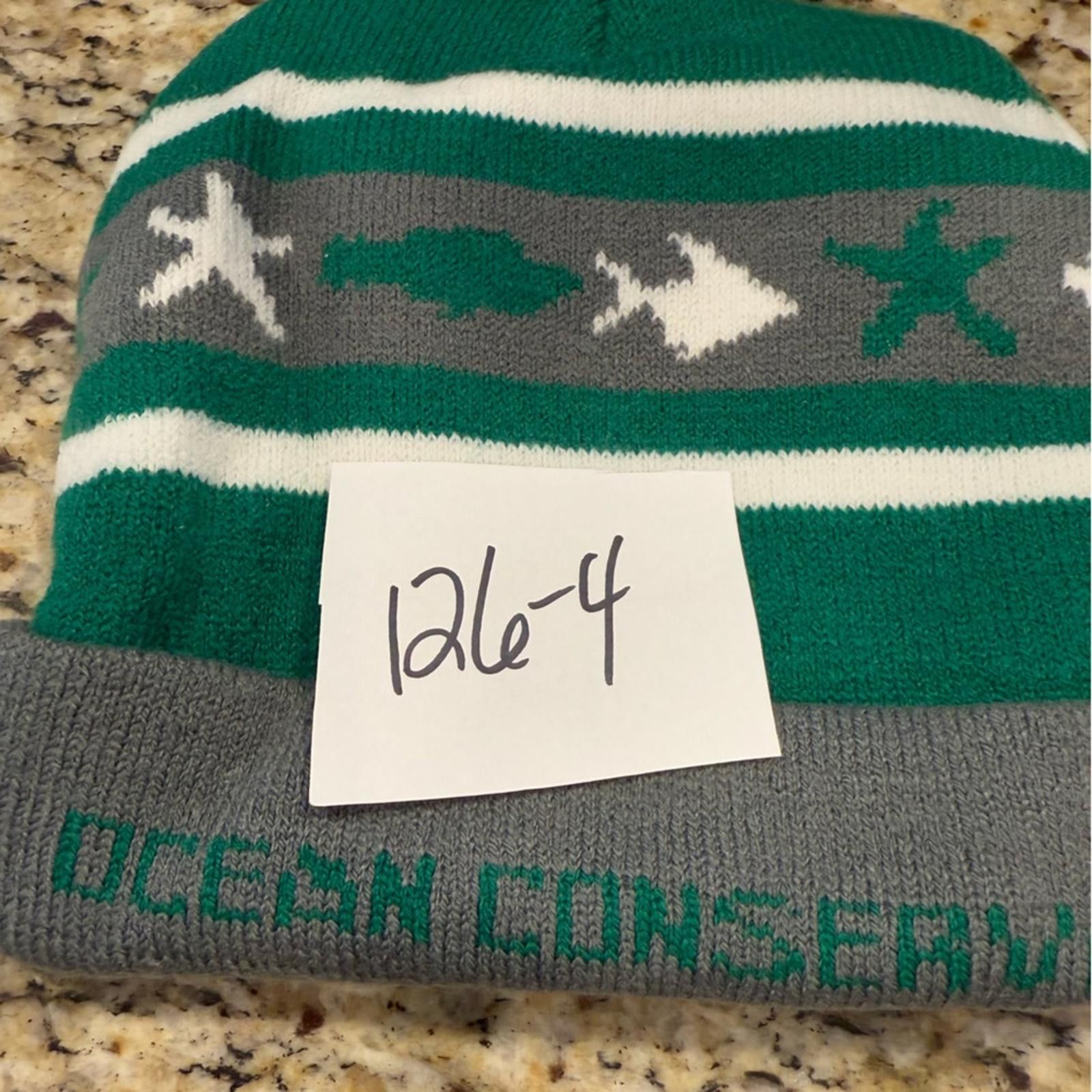Other Ocean Conservancy Pom Pom beanie green white gray OS Size ONE SIZE - 4 Thumbnail