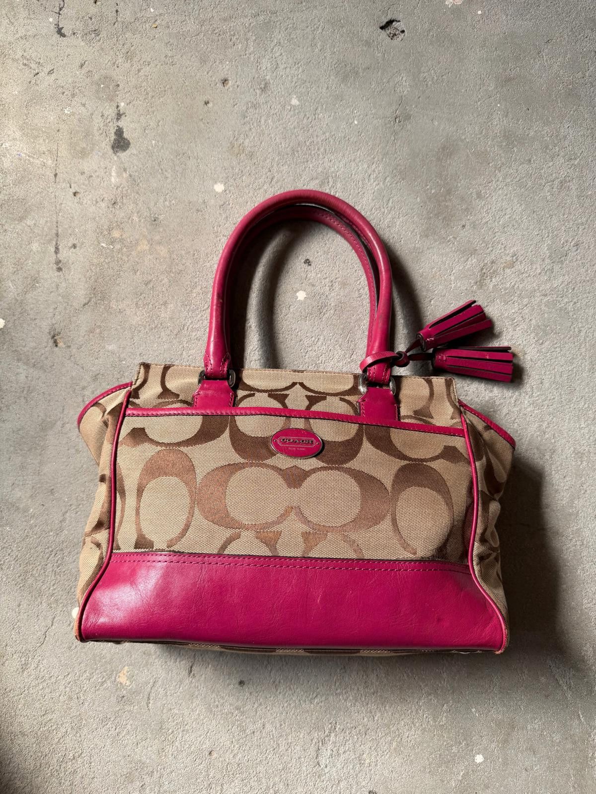 Coach Coach Signature Shoulder Bag Beige/Pink Size ONE SIZE - 1 Thumbnail