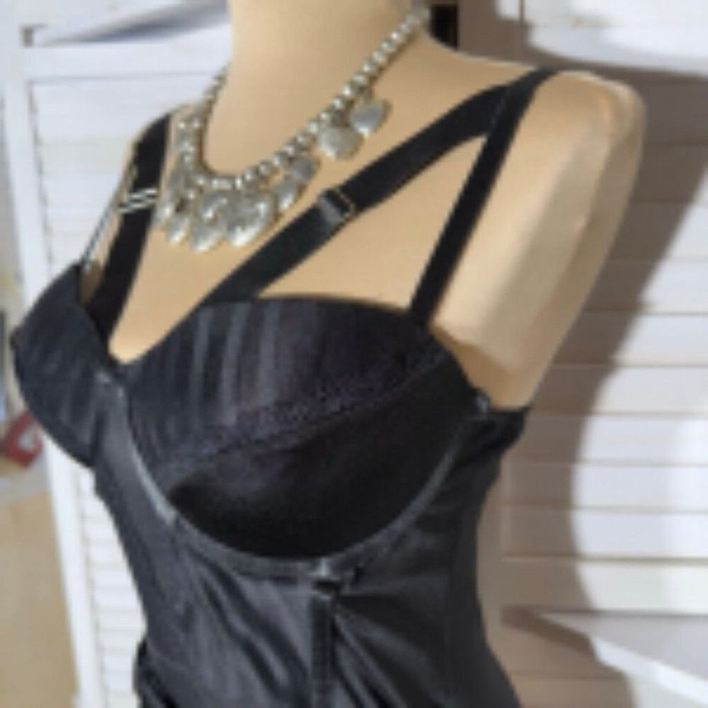 Vintage Buckle Corset Mesh Top Gothic Style Body-Hugging Black L Size L / US 10 / IT 46 - 7 Thumbnail